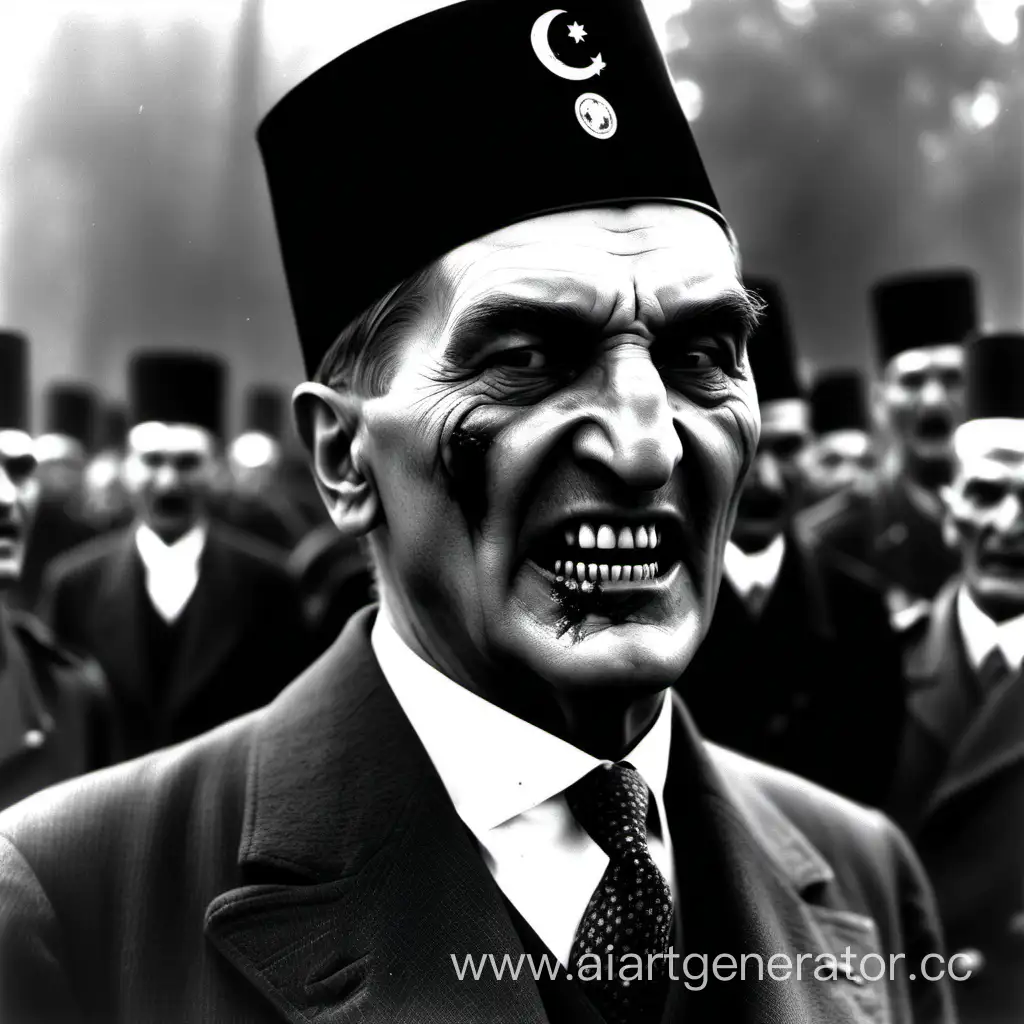 Büyük dişleri olan zombi Atatürk
