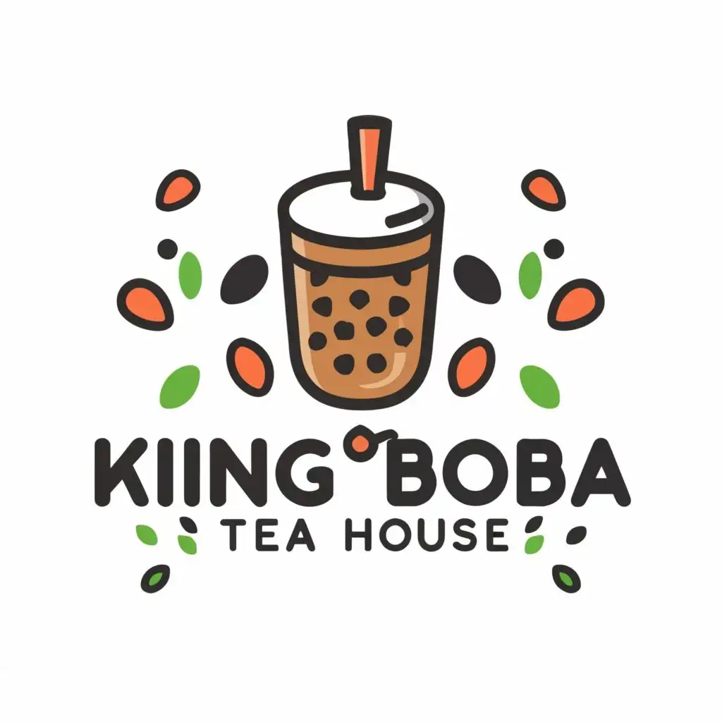 logo, boba, with the text "king boba tea house", typography