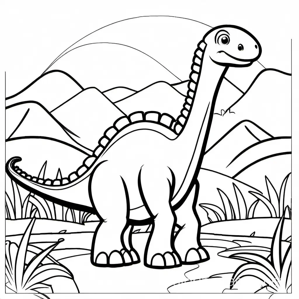 Design a coloring page of a   Diplodocus, Coloring Page, black and white, line art, white background, Simplicity, Ample White Space. The background of the coloring page is plain white to make it easy for young children to color within the lines. The outlines of all the subjects are easy to distinguish, making it simple for kids to color without too much difficulty, Coloring Page, black and white, line art, white background, Simplicity, Ample White Space. The background of the coloring page is plain white to make it easy for young children to color within the lines. The outlines of all the subjects are easy to distinguish, making it simple for kids to color without too much difficulty