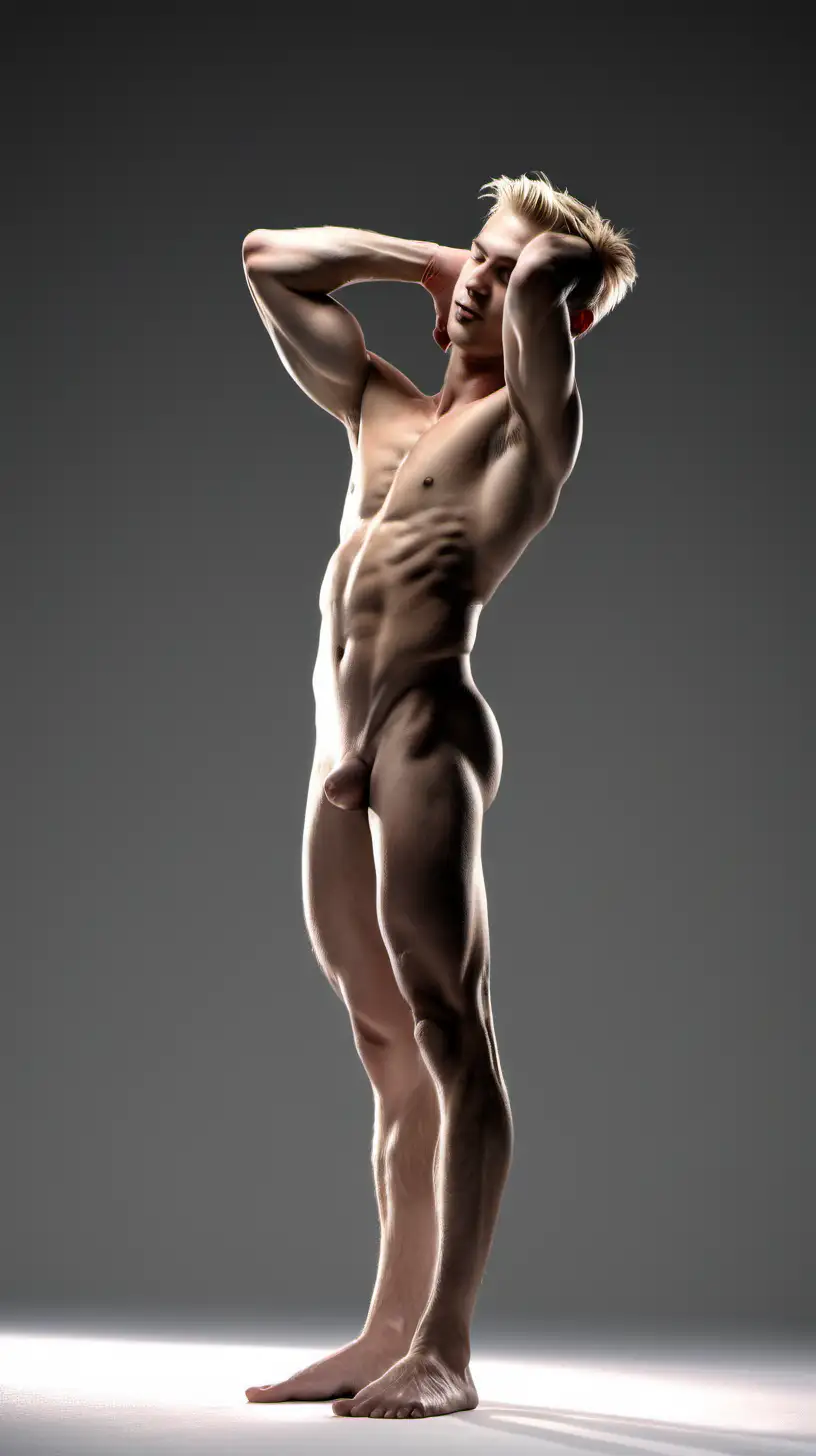 Greek Blond Gymnast Male Captivating CloseUp in Studio Light