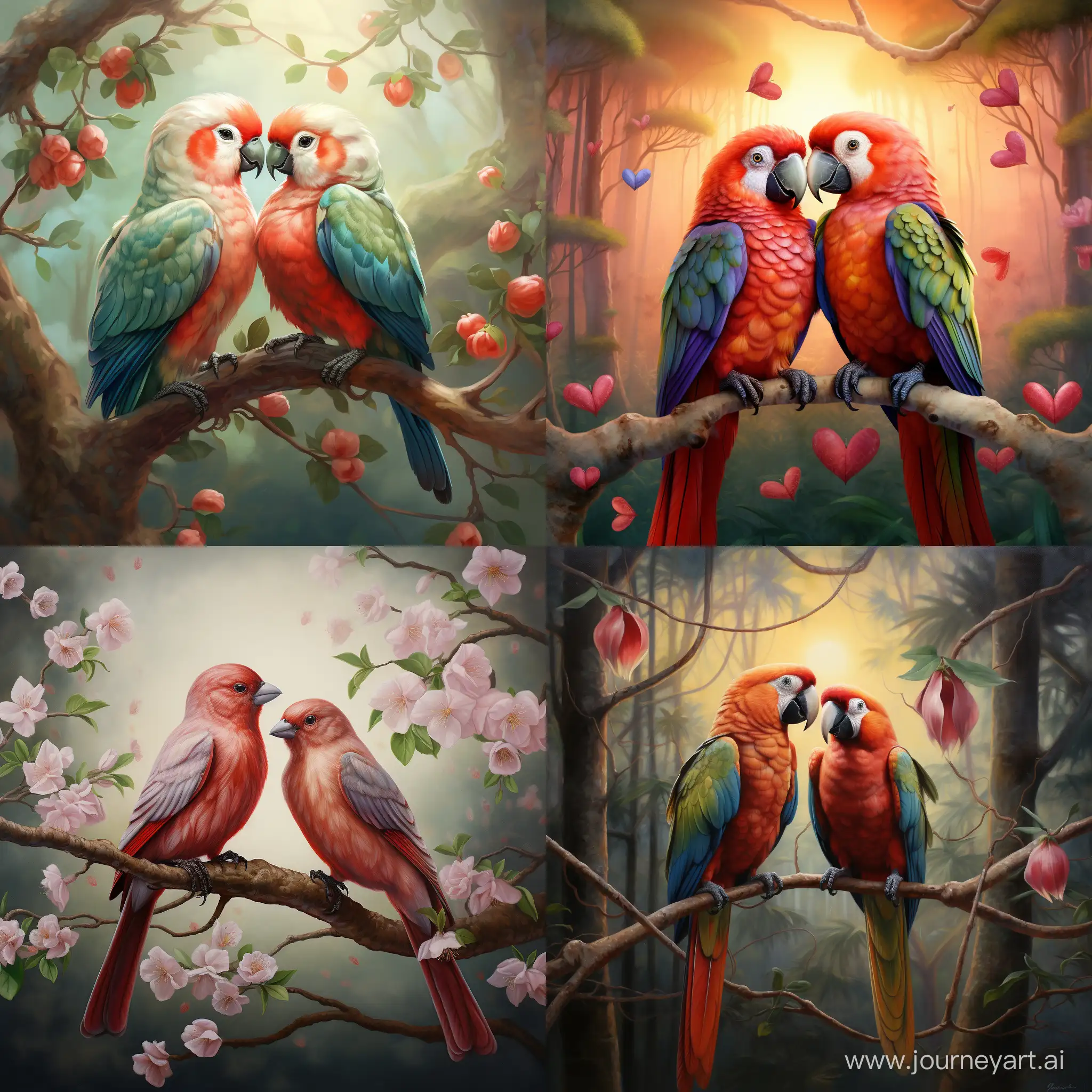 Romantic-Love-Birds-on-a-Branch-in-Artistic-Square-Format