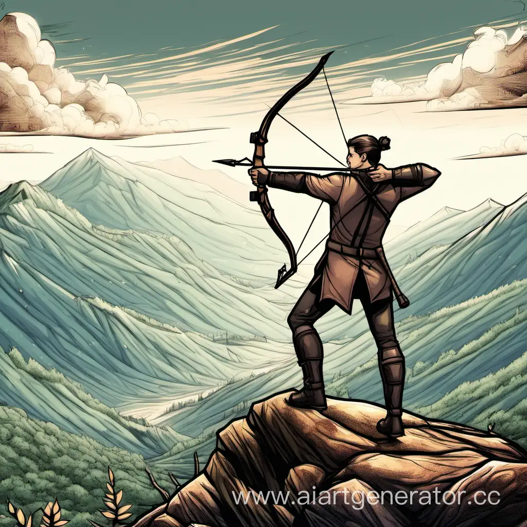 Lone-Archer-Standing-atop-Majestic-Mountain-Peak