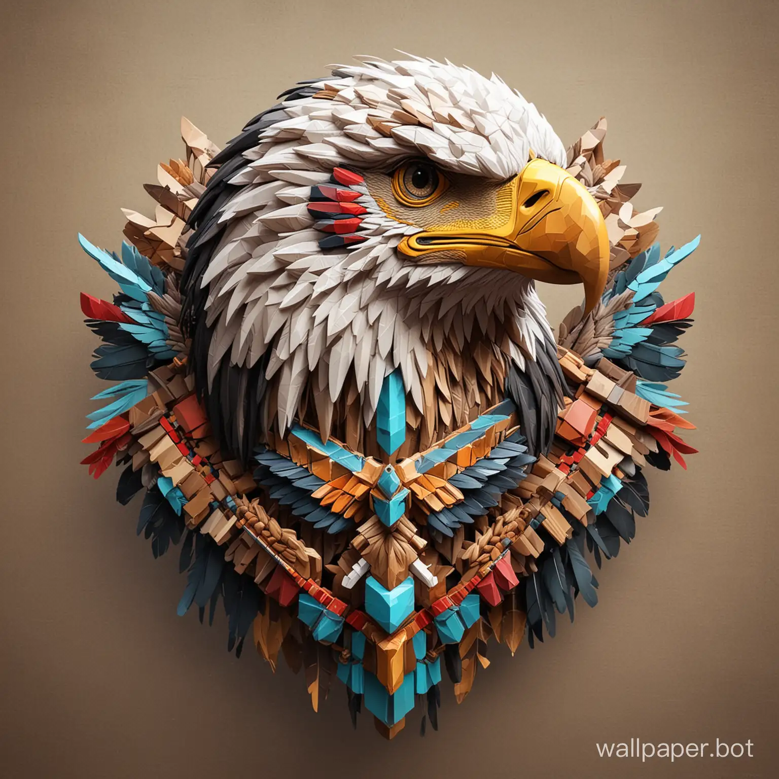 native spirit of eagle in cubic style