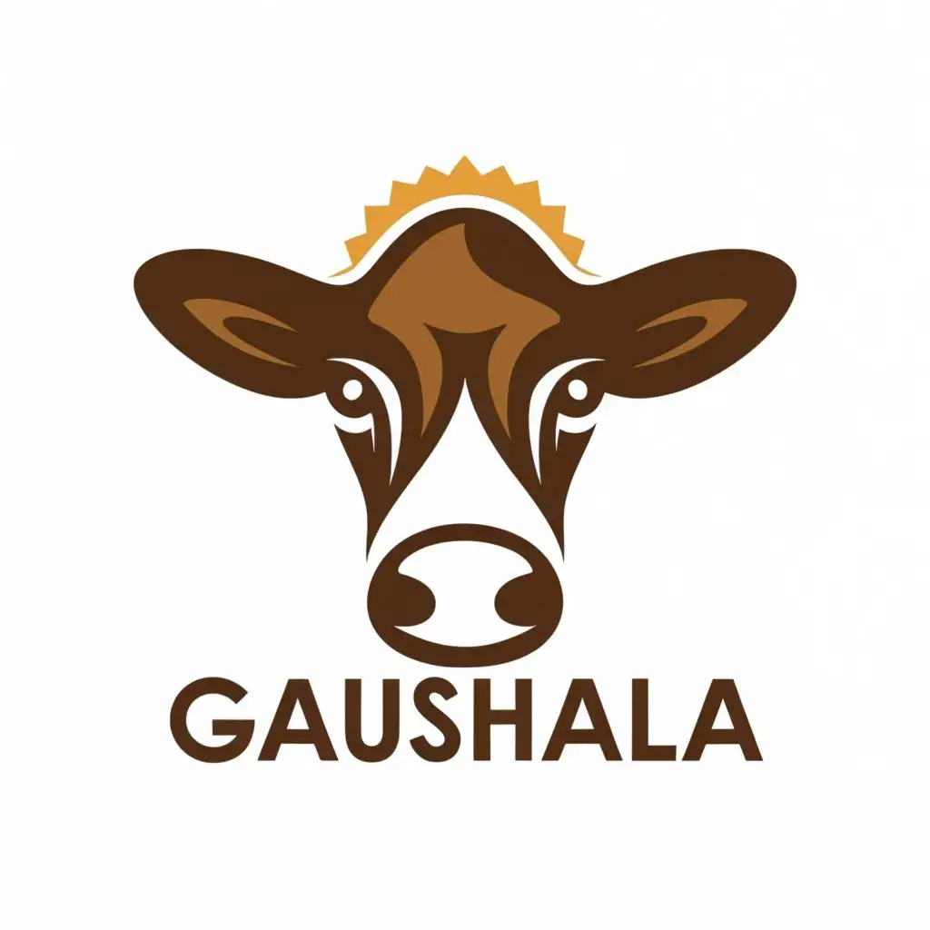 logo, cow face, with the text "GAUSHALA", typography, be used in Animals Pets industry