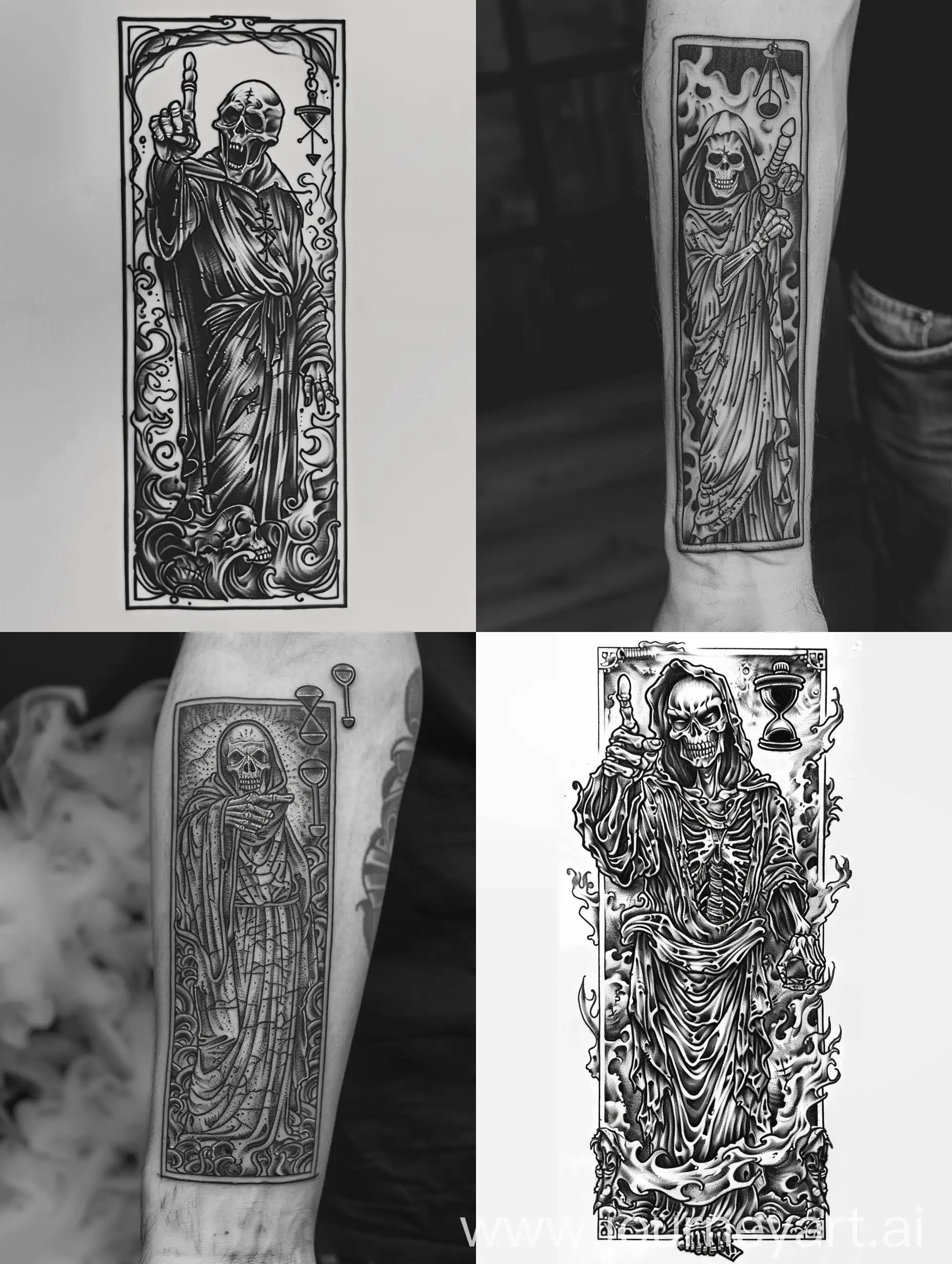 Sinister-Grim-Reaper-Tattoo-Design-with-Pointing-Finger-and-Foreboding-Hourglass