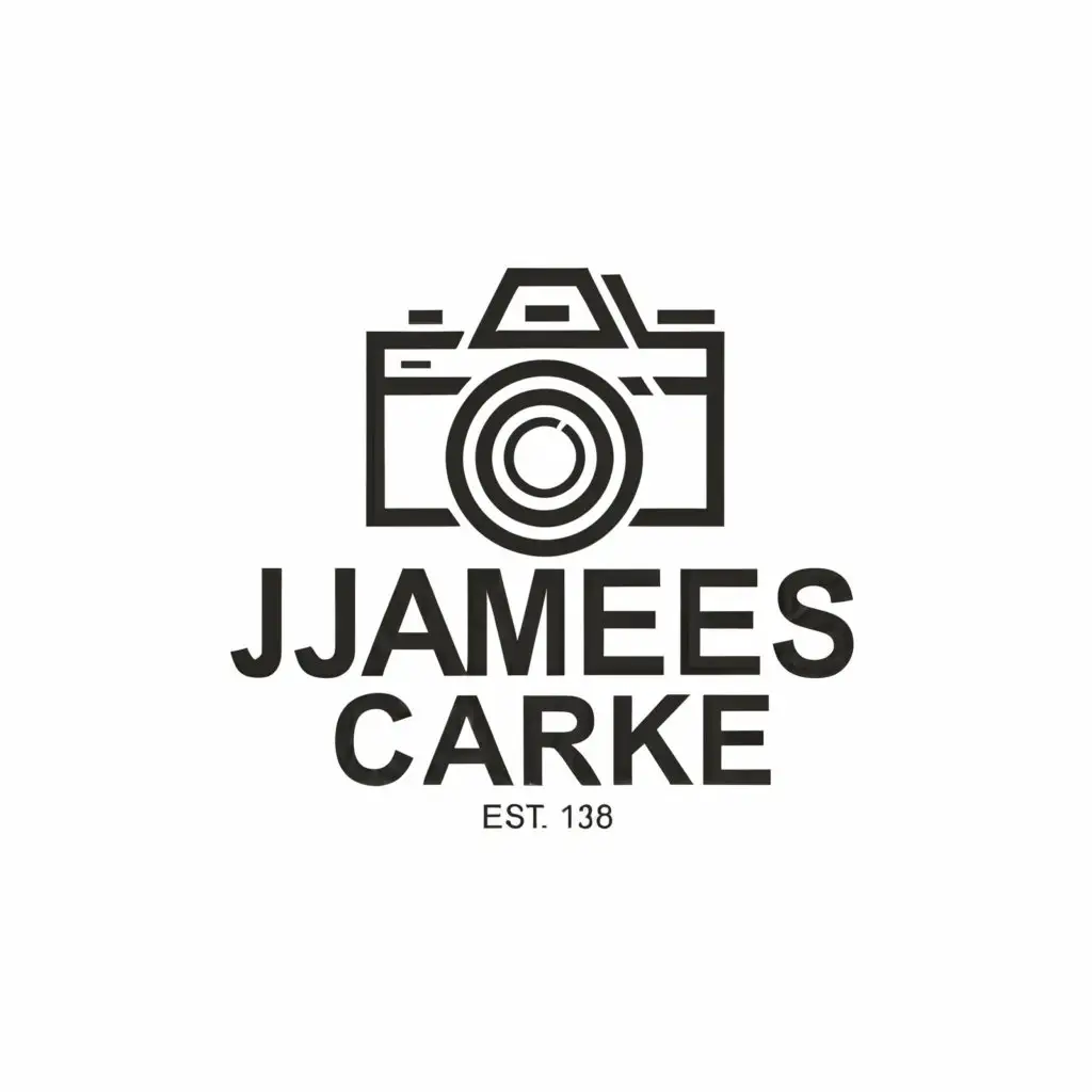 a logo design,with the text "James Clarke", main symbol:camera outline,complex,clear background