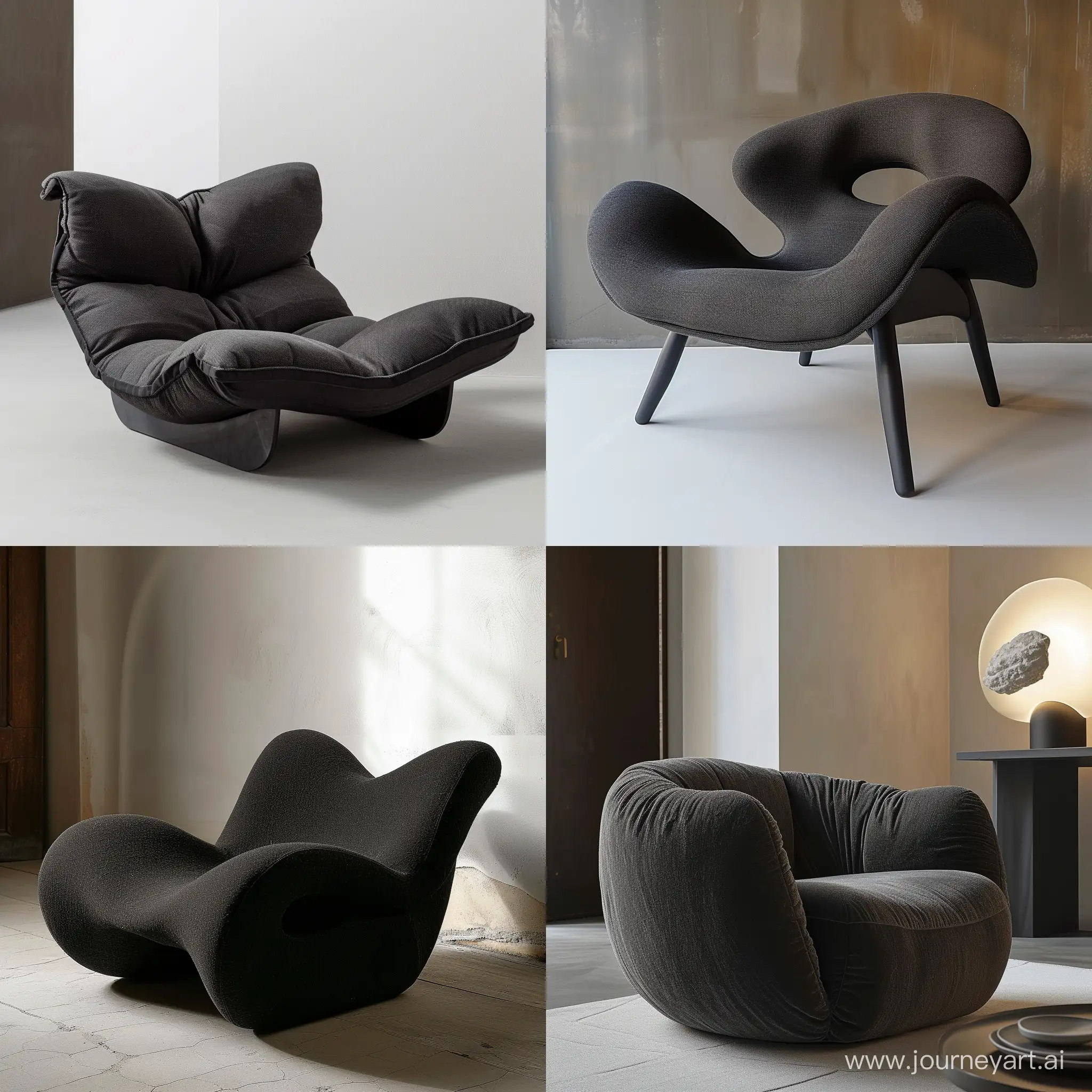 Modern-Black-Wabi-Sabi-Armchair-in-Soft-Fabric