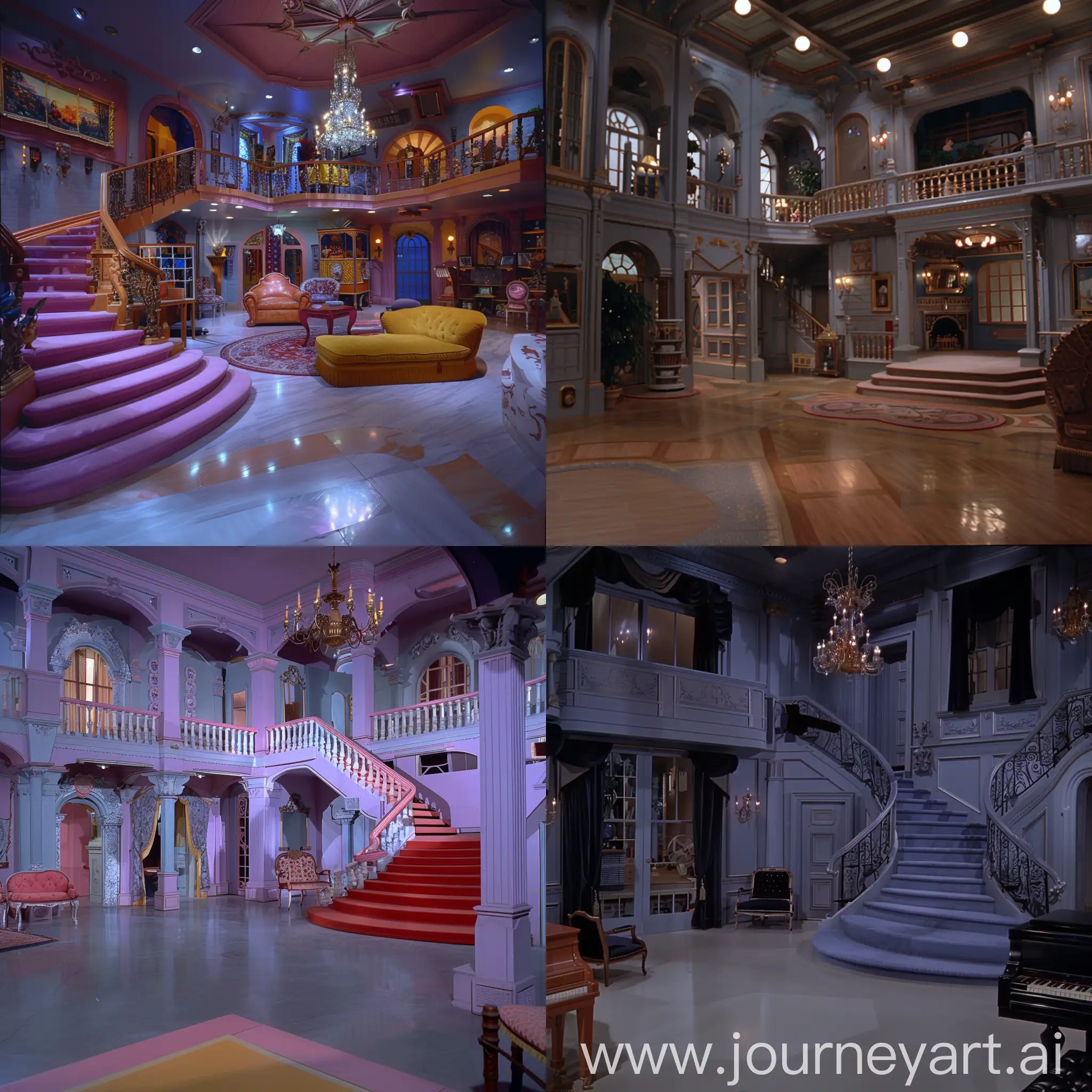 screengrab from Pee Wee’s Playhouse 1986, the interior of a mansion, 8k