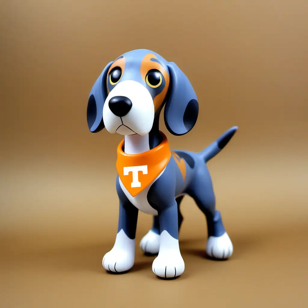 Adorable Kawaii Style Vinyl Toy Bluetick Coonhound in University of Tennessee TShirt