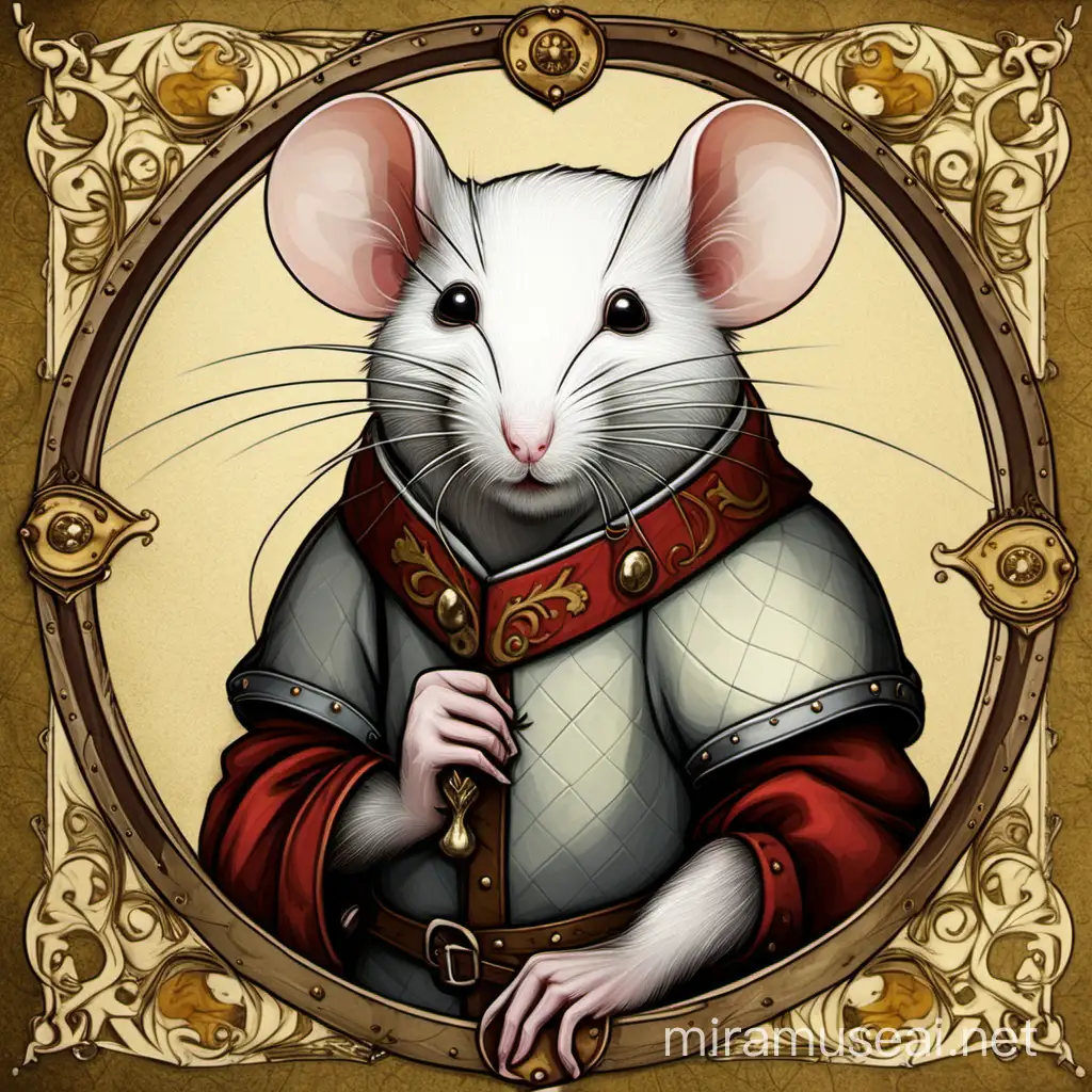 Medieval Style Portrait of a White Mouse