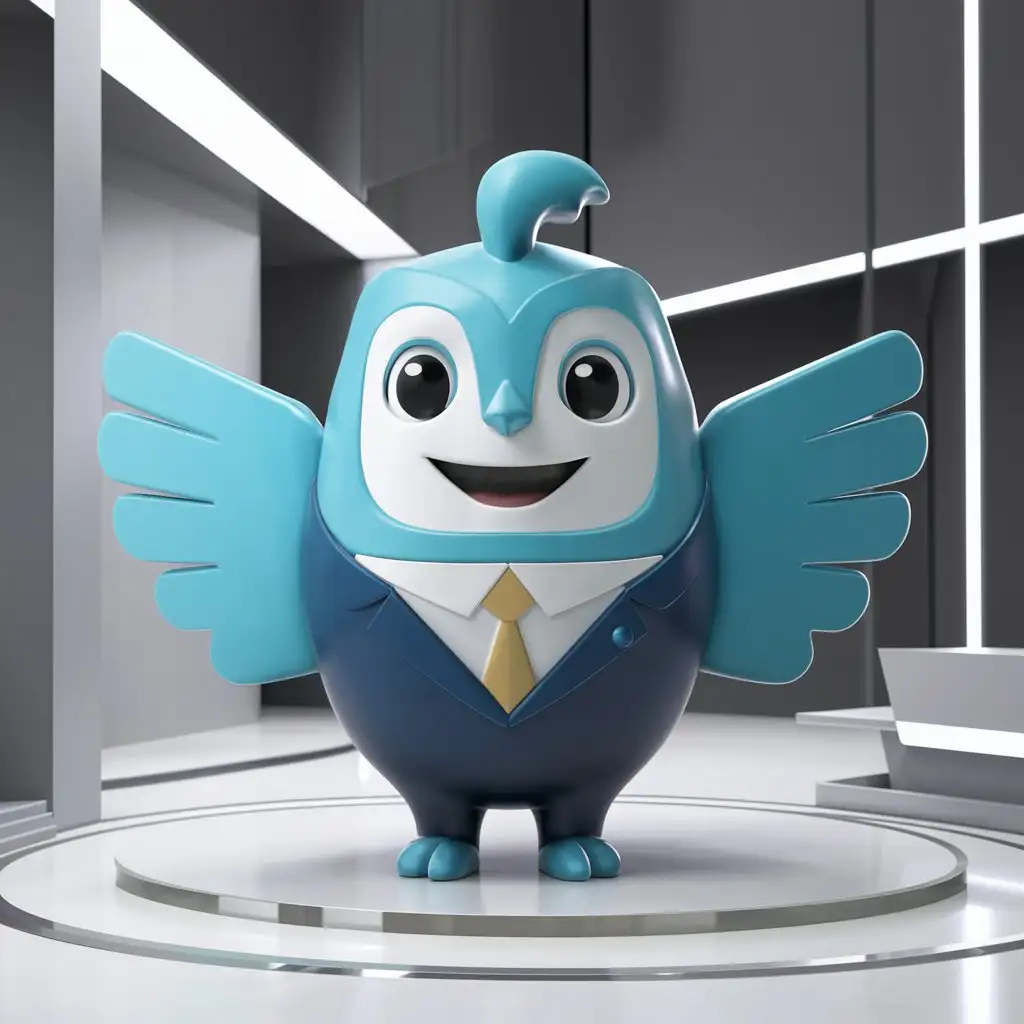 Design a blue, 3D character or mascot for the bank.
