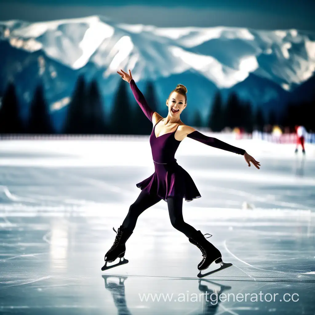 happy figure skater on ice, ice show, positive psychology, mountains