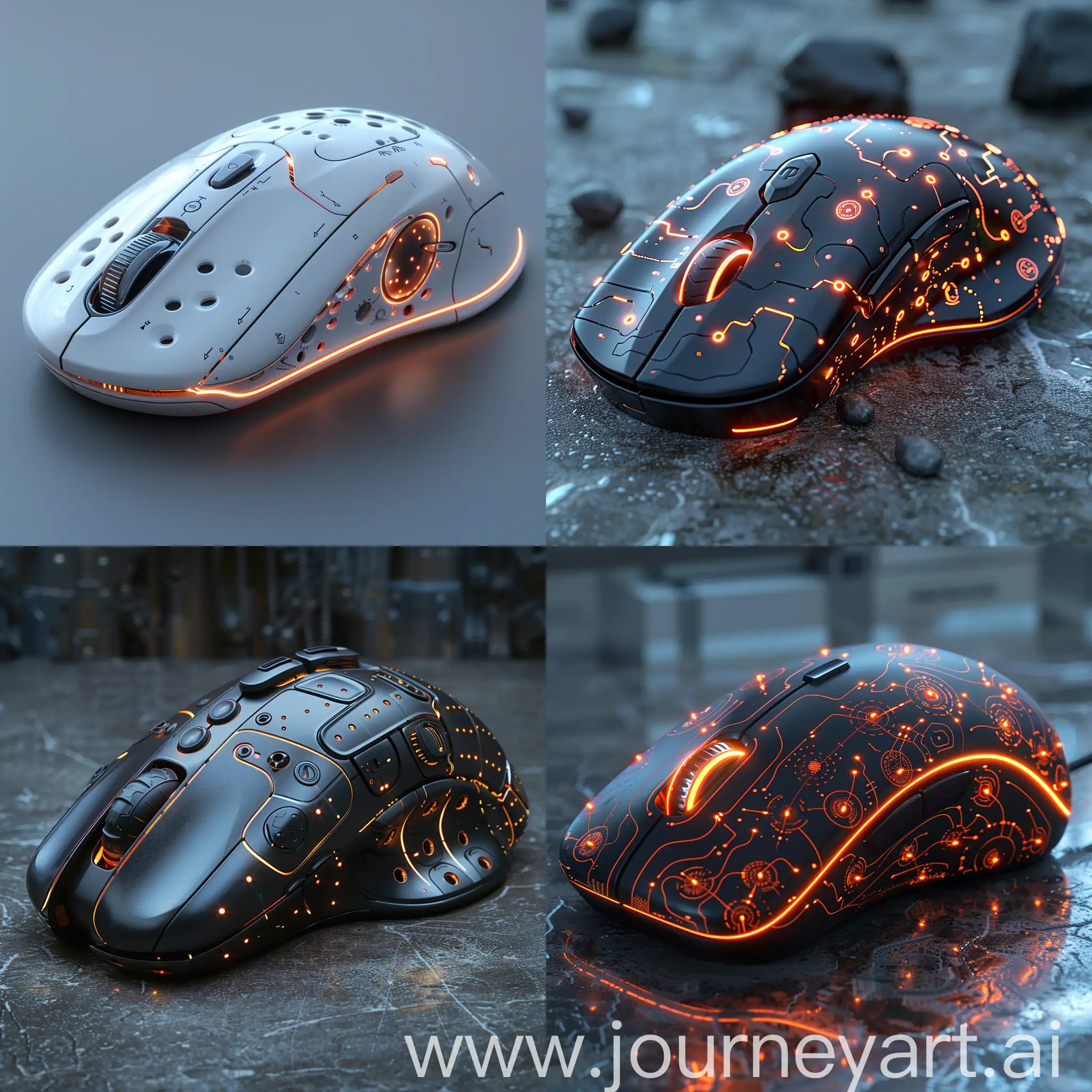 Neurofuturistic PC mouse, octane render --stylize 1000 --style raw