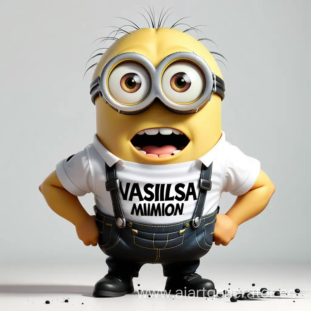 Energetic-Minion-Wearing-White-Shirt-with-Bold-Vasilisa-Inscription