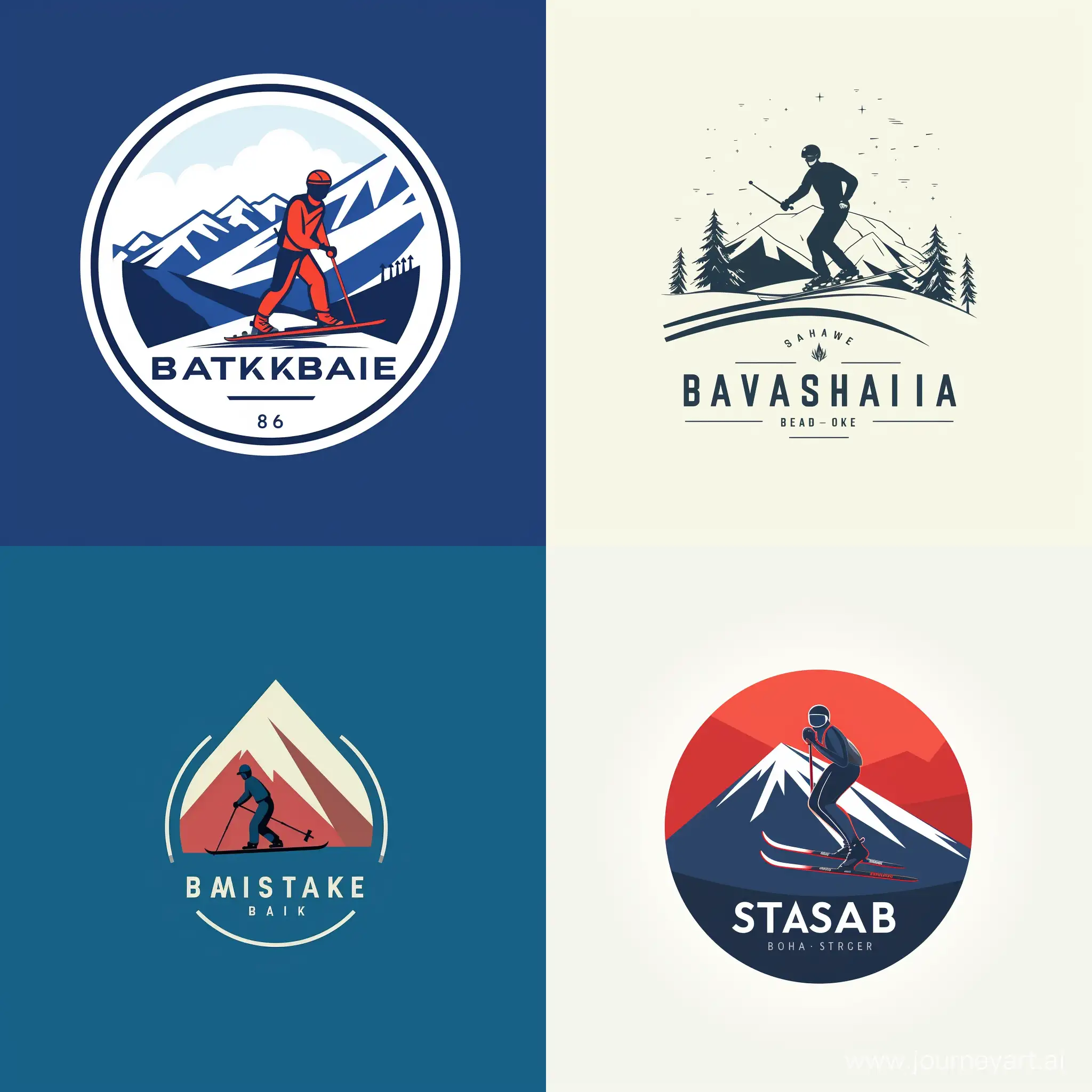 Создай Новый Современный Логотип лыжной базы на котором будут изображены лыжник и биатлонист