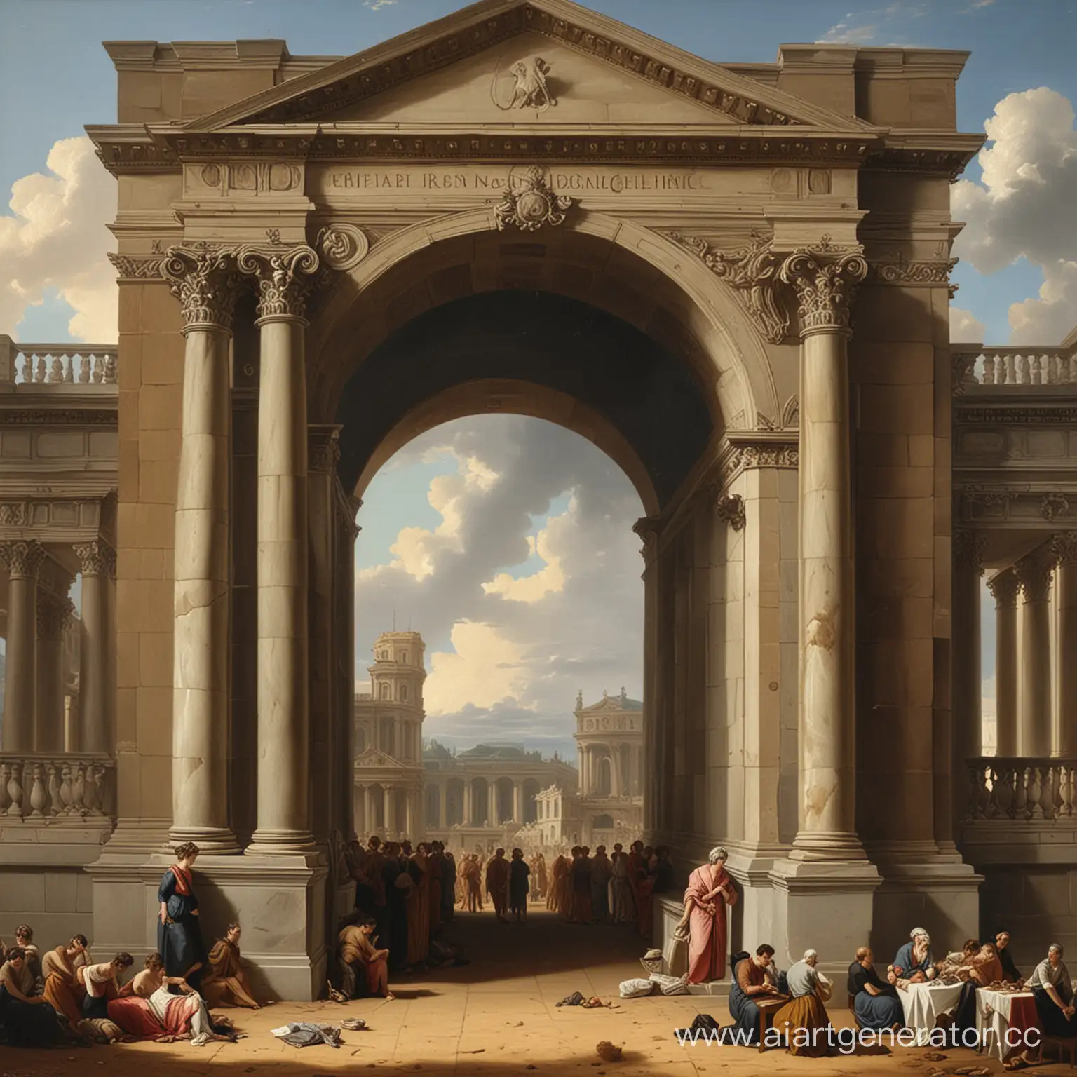 Classicism-Painting-Depiction-of-Idealized-Figures-in-Timeless-Scene