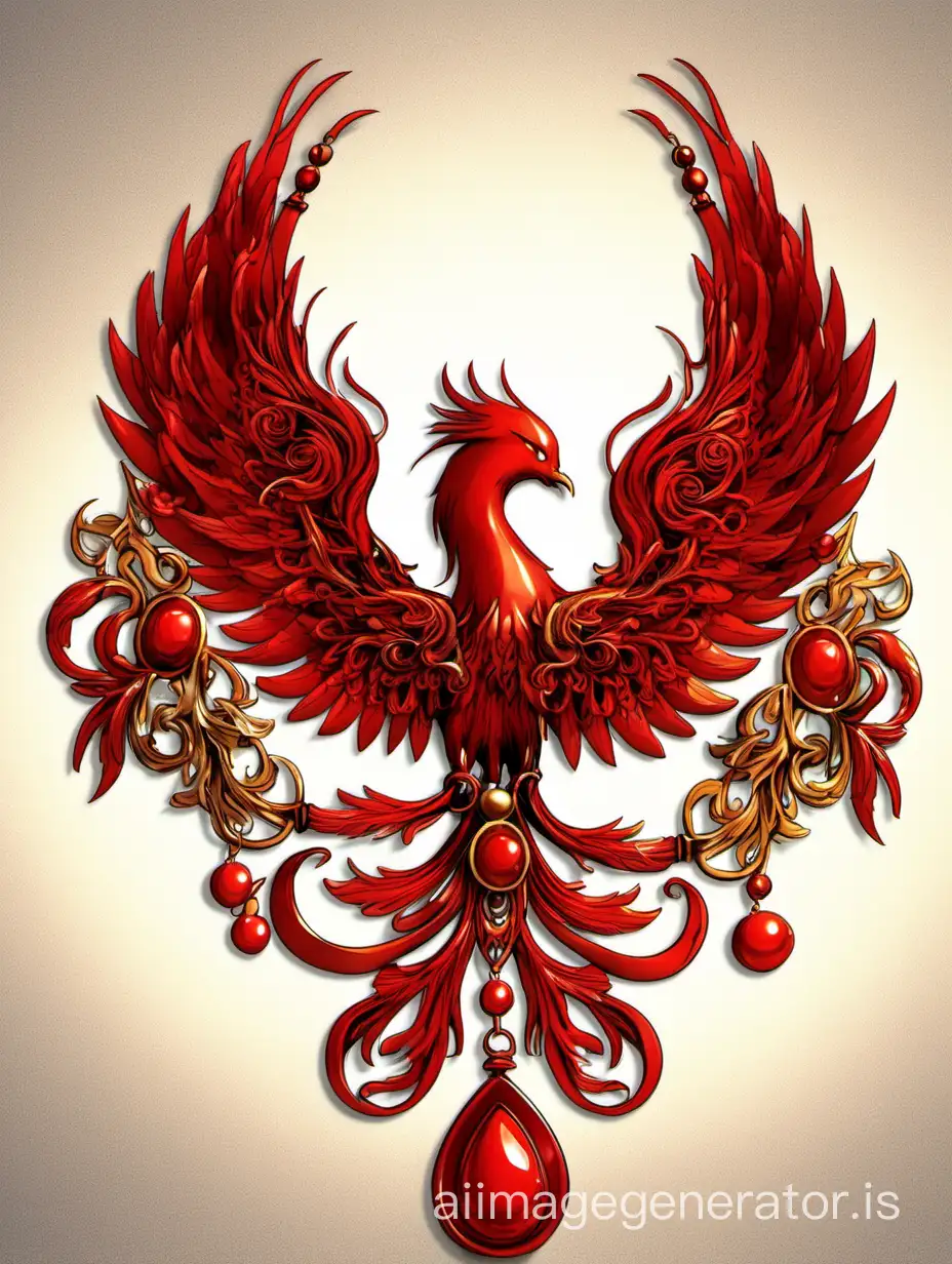 The red necklace is a phoenix