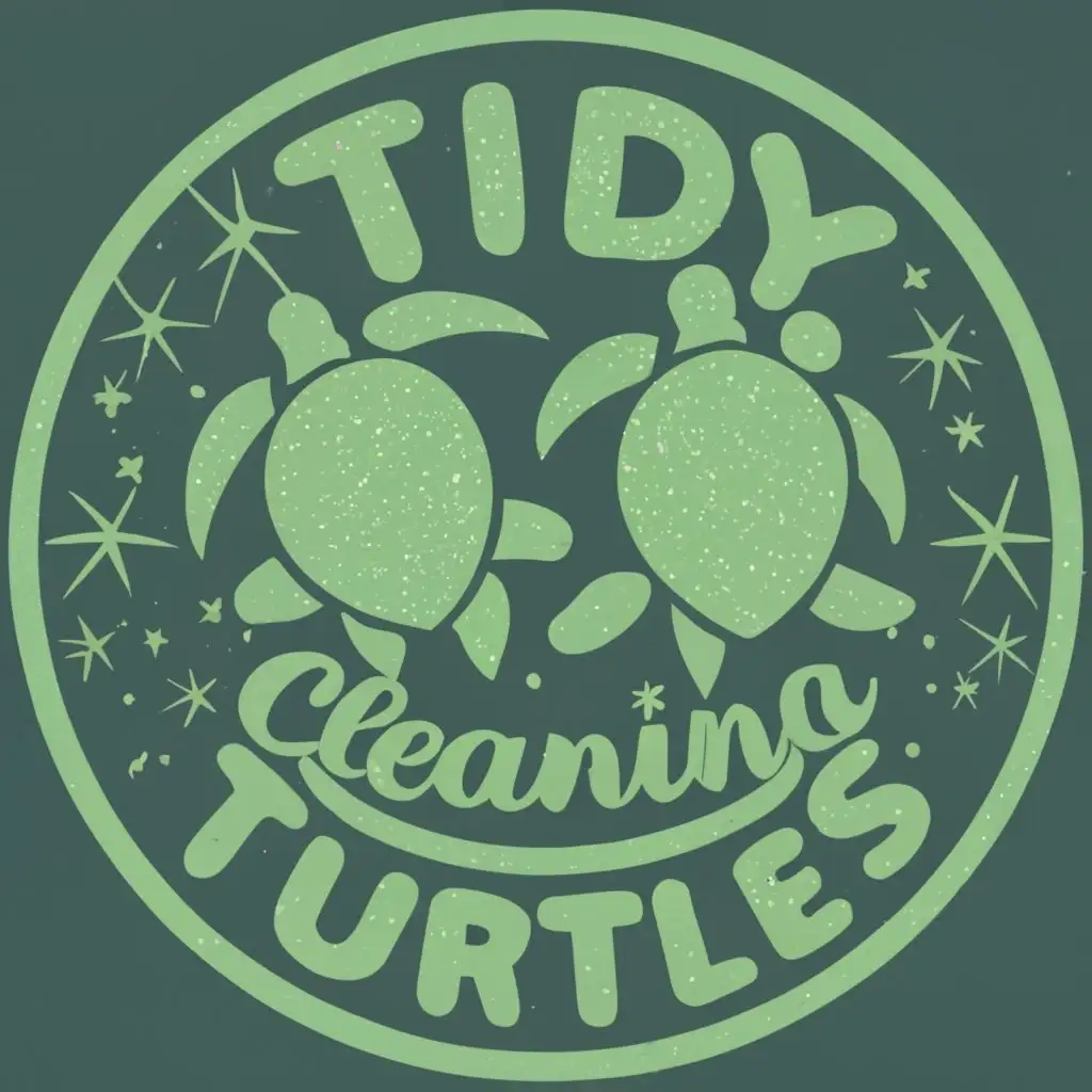 logo, create a round logo with 2 turtles with sparkling shells, with the text "Tidy Turtles Cleaning Company", typography, be used in Animals Pets industry