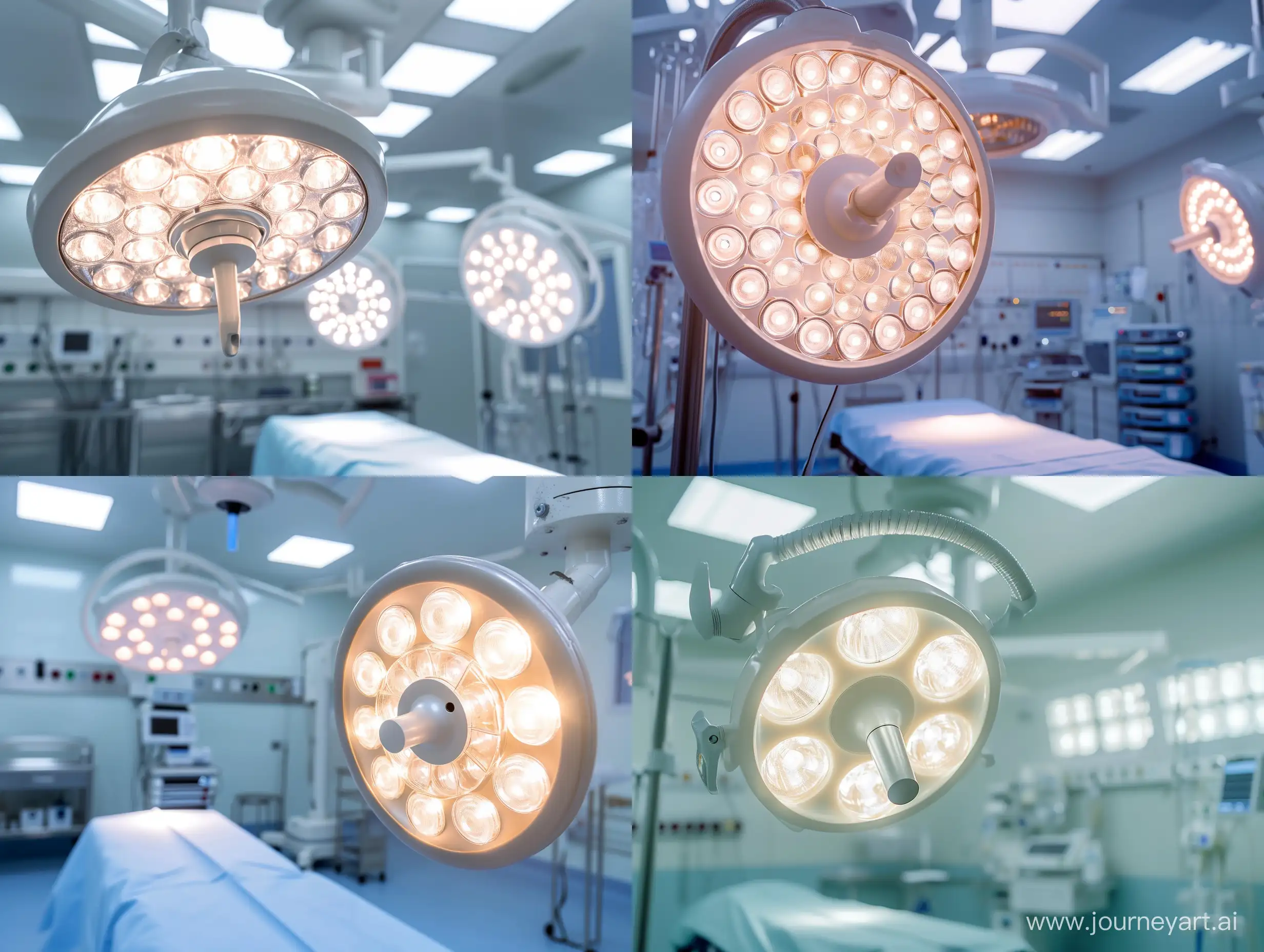 Операционный светильник в пустой операционной, фотография, реализм, детали, крупный план