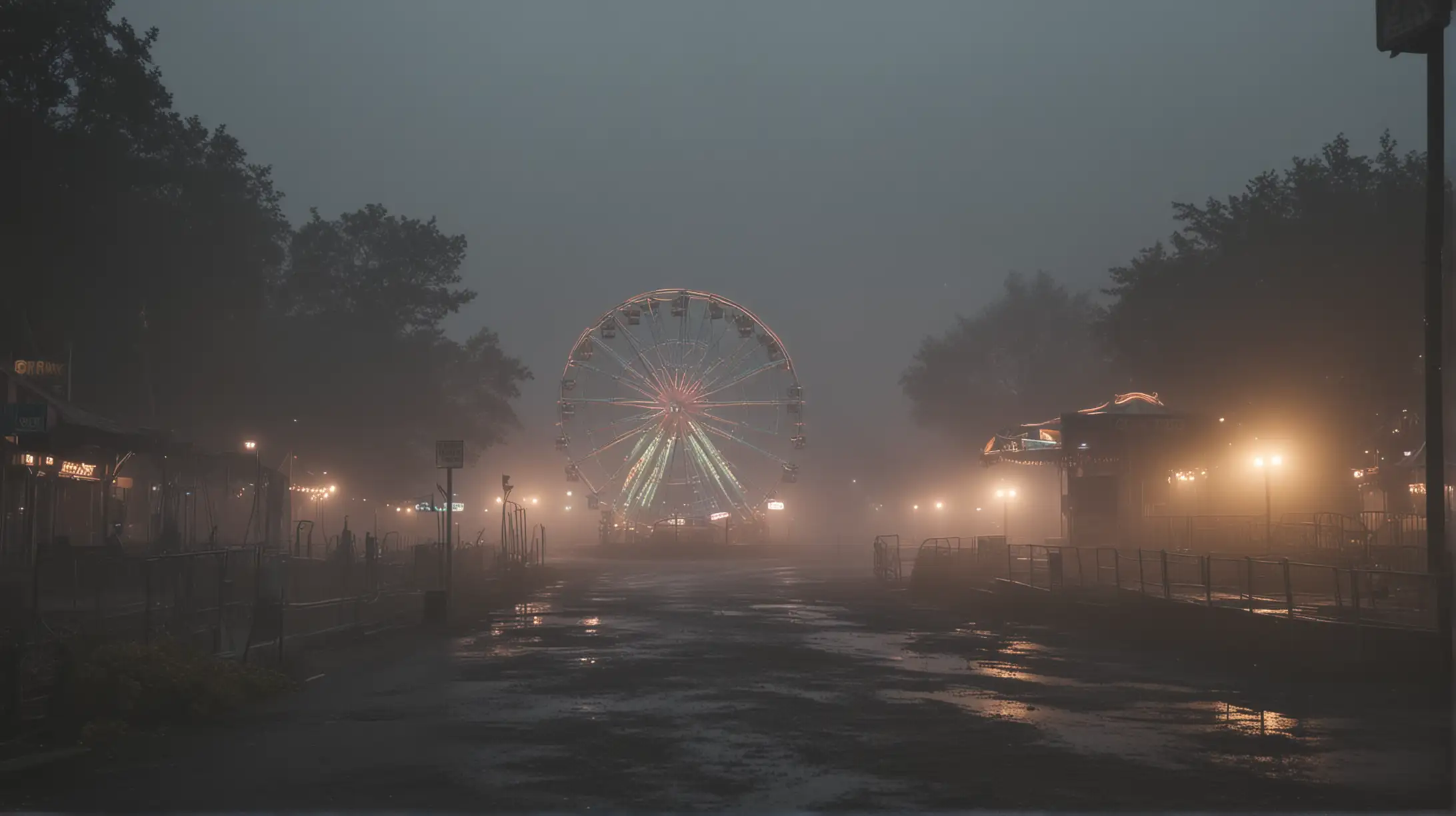 Desolate Abandoned Theme Park with Eerie Atmosphere