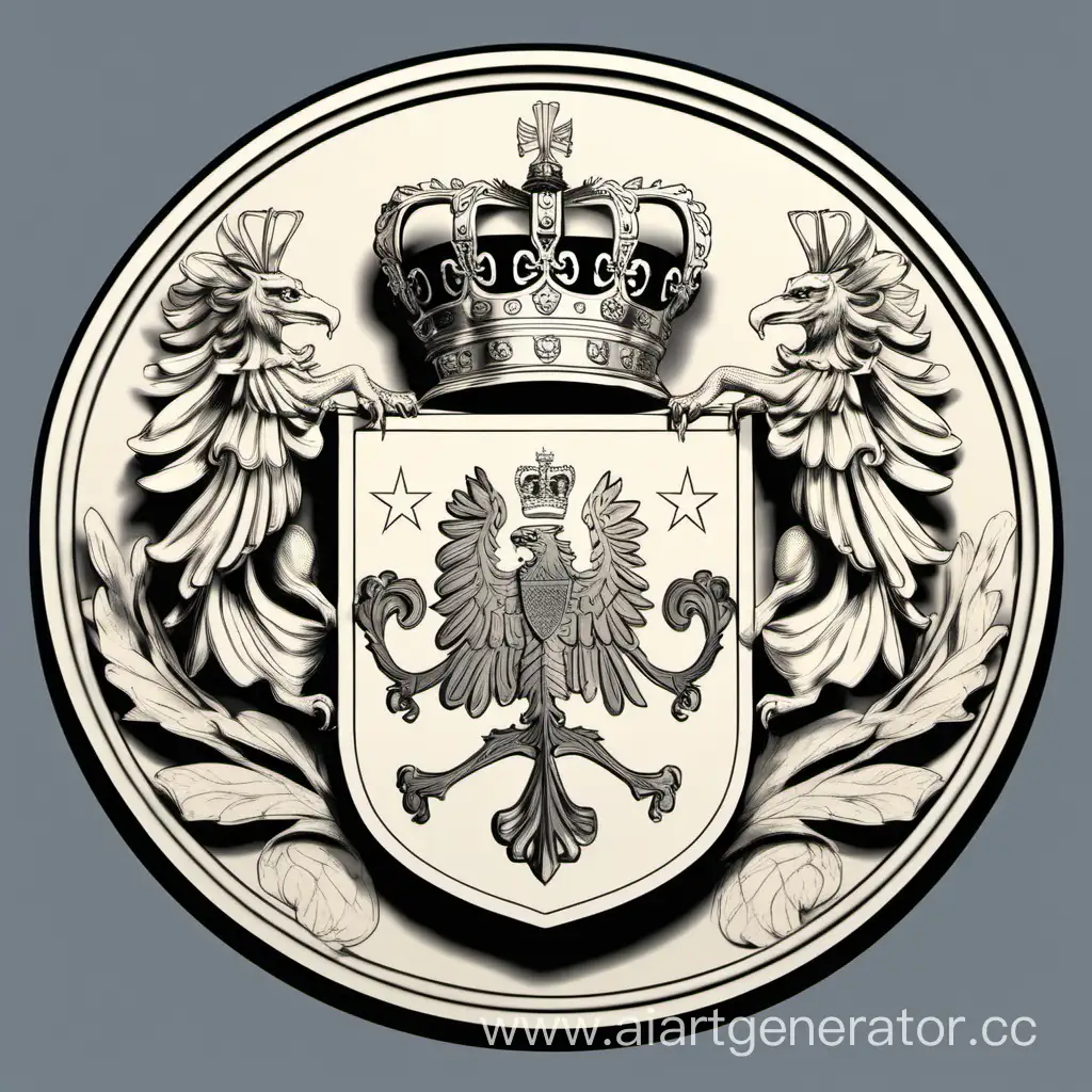 Draw the coat of arms of the state without inscriptions, in a round shape