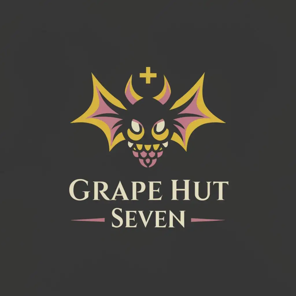 a logo design,with the text "Grape Hut seven", main symbol:Demon,Moderate,be used in Religious industry,clear background, metalband