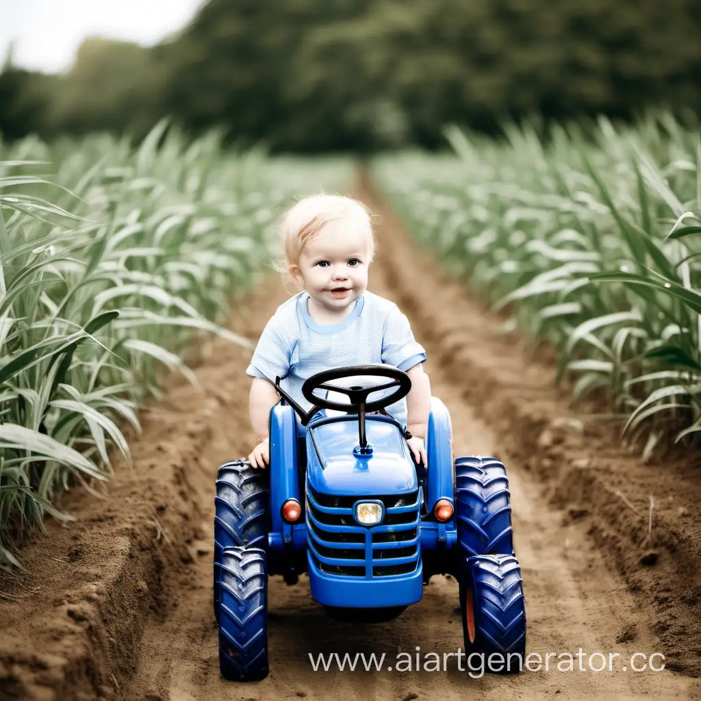 Малыш с синим трактором