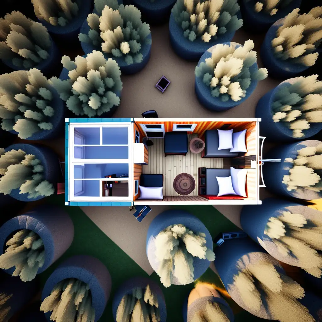 Quaint Tiny House Aerial View Charming Micro Living