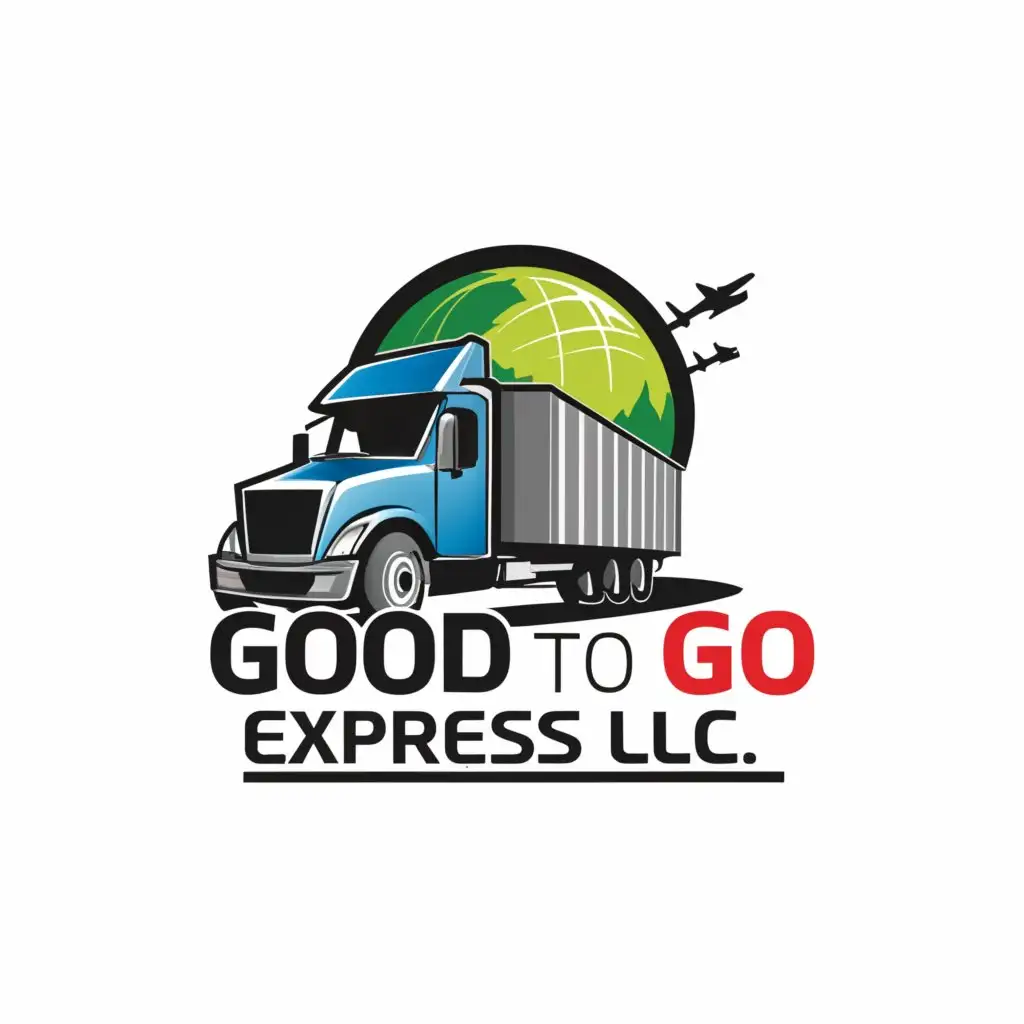 a logo design,with the text "Good to Go Express llc", main symbol:TRUCK, earth, TRAILER, BOX, CARGO business,Moderate,clear background
