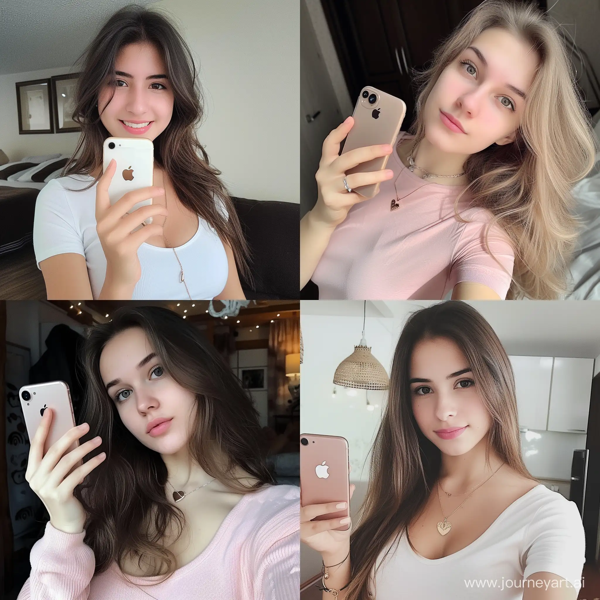 Krásná holka mezi 20-25 roky života, selfie na iPhone