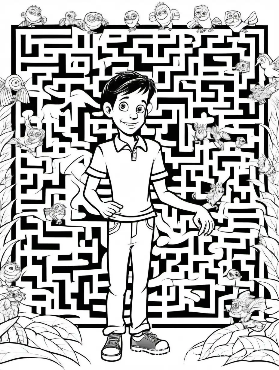 Young-Man-Solving-Maze-Puzzle-Coloring-Page