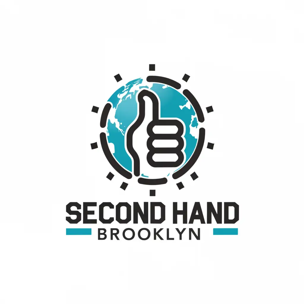 a logo design,with the text "Second Hand Brooklyn", main symbol:Thumb up, Brooklyn Bridge, Earth,complex,clear background