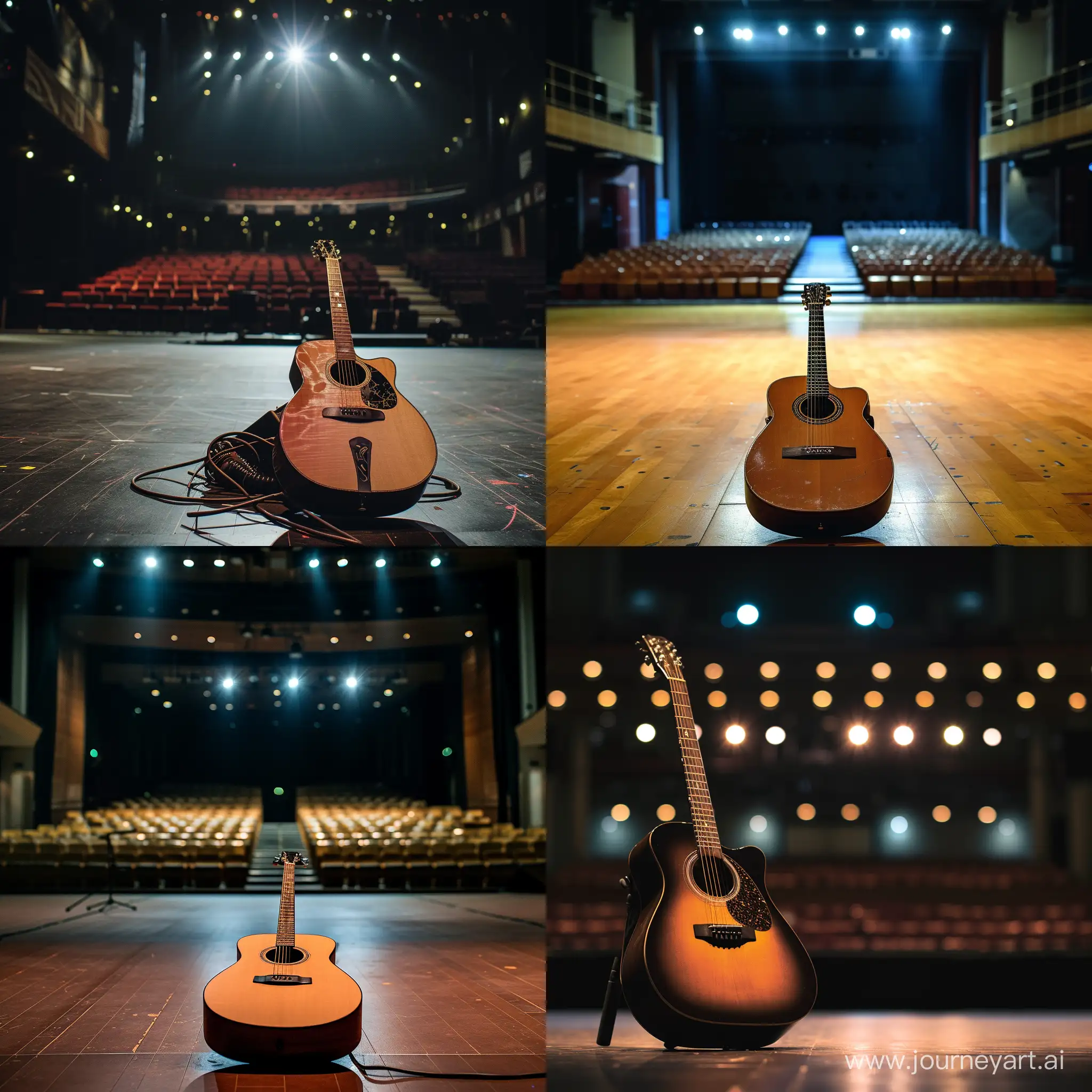 empty stage with guitar