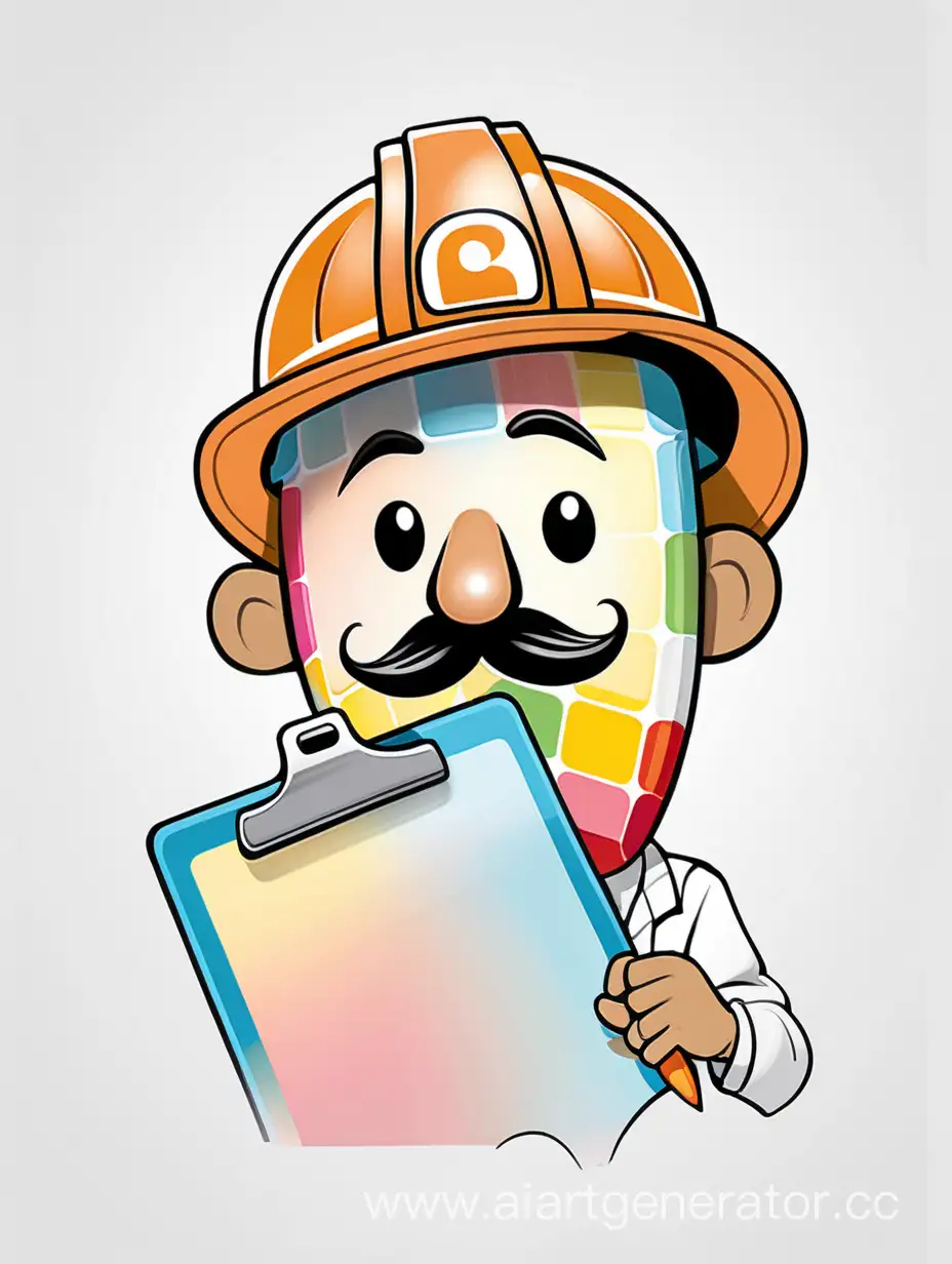 
/imagine prompt: Mini-Rod, Soft Color, Photorealism, Contour, Vector, White Background, Detailed
He wears his signature mascot mask which seems to be a popsicle with a cheery face, with a hat and a moustache attached to it which covers his face. 
 Wield clipboards in his hands and a pencil on his hard hats and write on his clipboards.