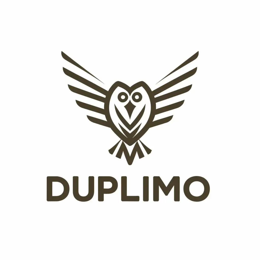 a logo design,with the text "DUPLIMO", main symbol:OWL,Moderate,clear background