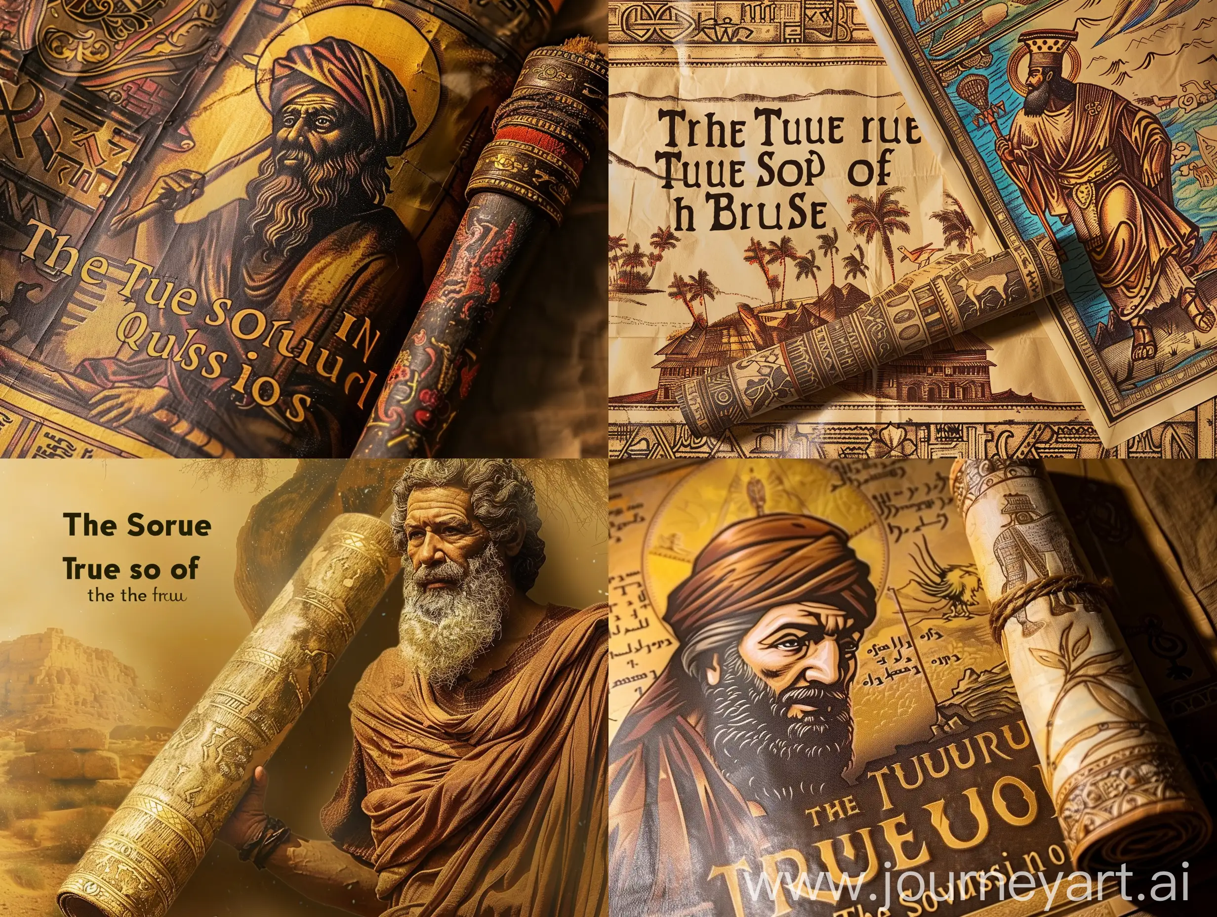 A captivating thumbnail image featuring the title "The True Story of Moses in the Bible" with an intriguing visual element, such as an ancient scroll or a depiction of Moses.--ar 16:9