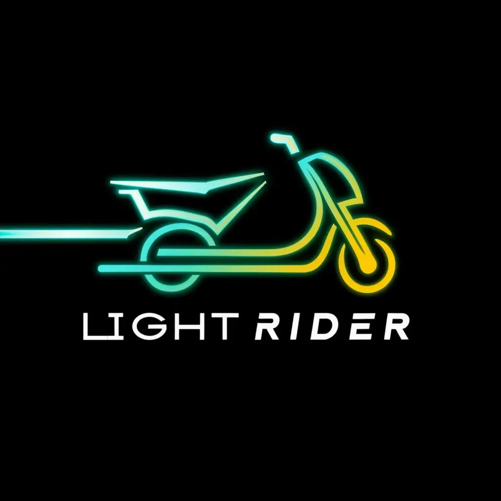 a logo design,with the text "Light Rider", main symbol:light rider scooter,Minimalistic,be used in Automotive industry,clear background