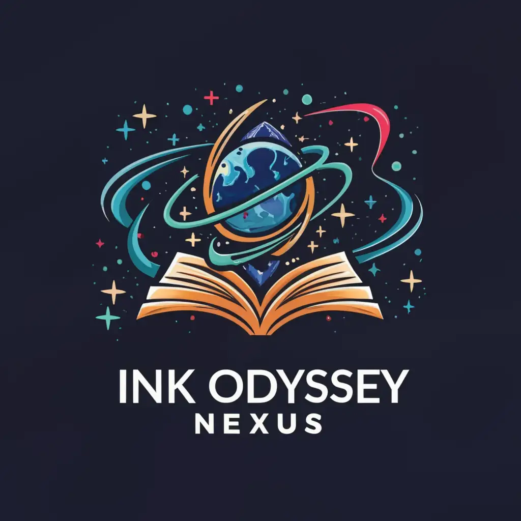 LOGO-Design-for-Ink-Odyssey-Nexus-GalaxyInspired-with-Swirling-Ink-and-Book-Elements