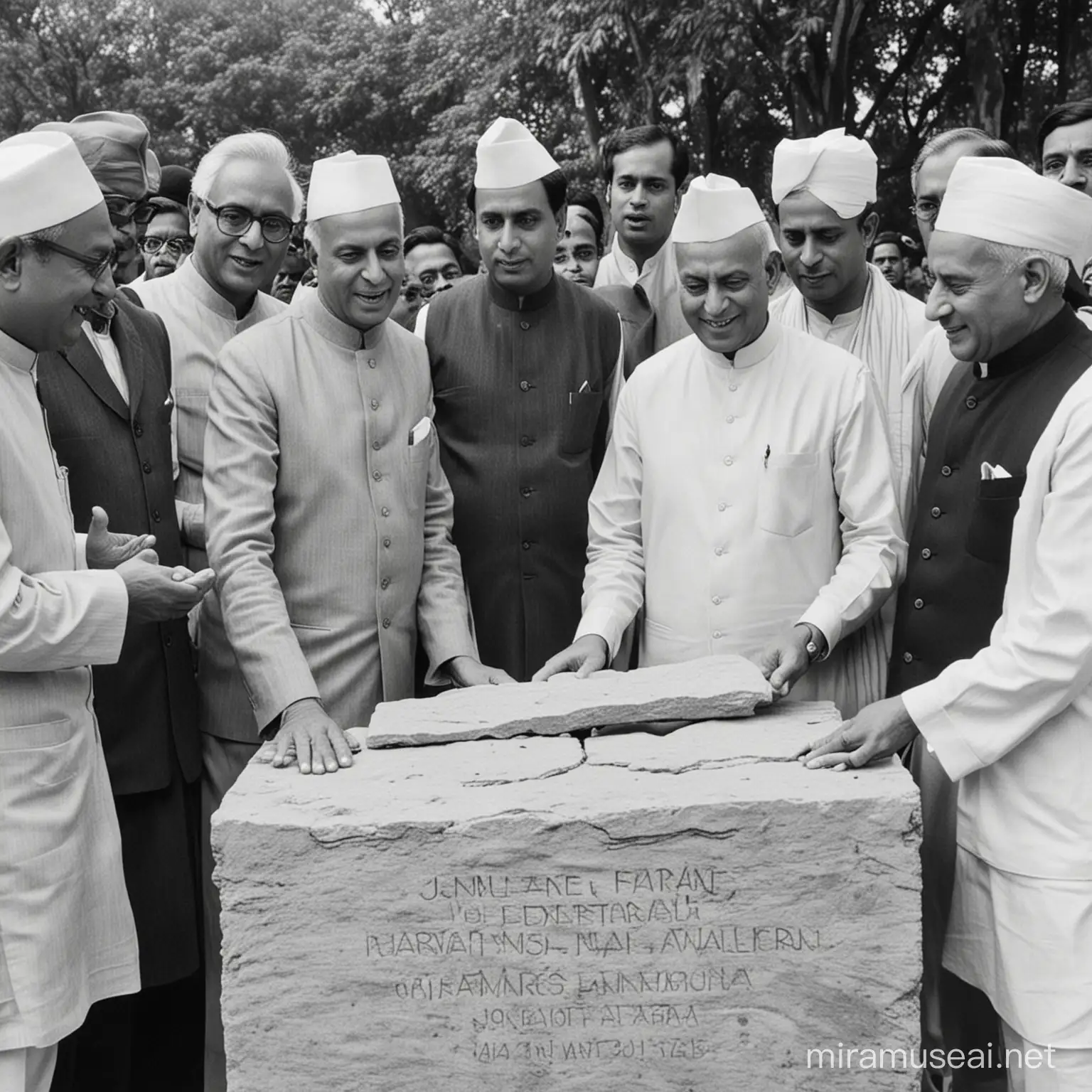 Nehru Ji Inaugurating JNU Stone Historical Moment Captured in Monumental Ceremony