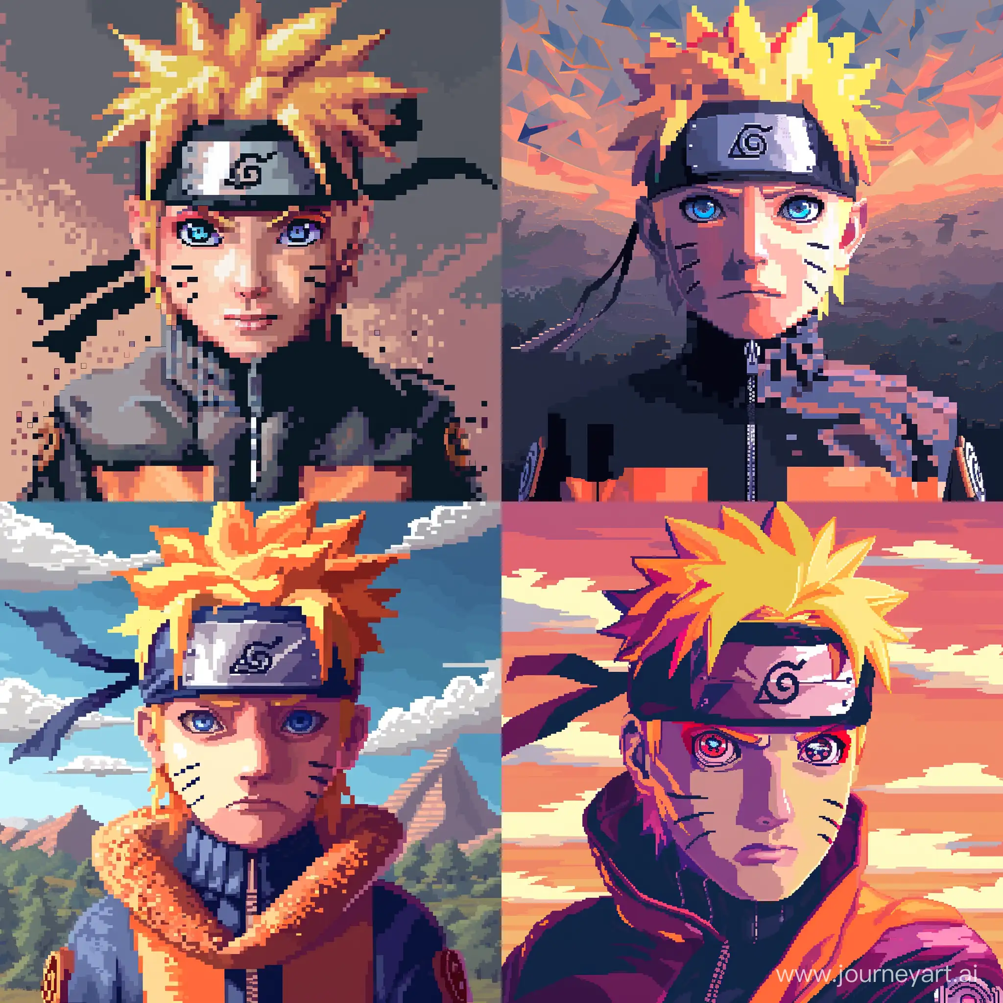 Pixel-Art-Portrait-of-Naruto-Shippuden-Characters-AnimeInspired-Pixel-Art-Depicting-Iconic-Naruto-Characters
