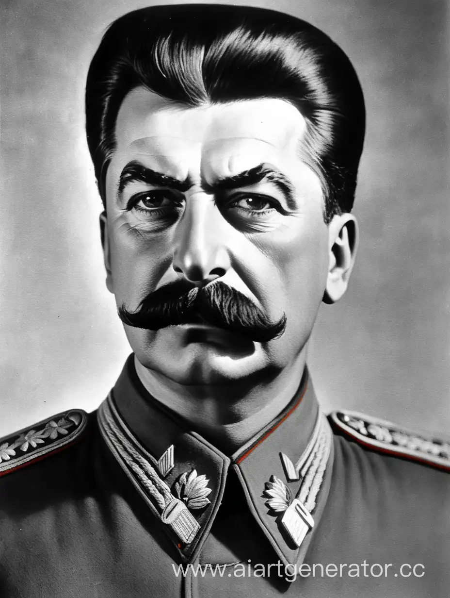 Joseph Stalin. Short stature.Solid build.A swarthy face with noticeable pockmarks. The author also drew attention to the fact that Stalin looked tired. A narrow forehead. Big nose. Ouspensky pointed out that this is typical for many representatives of the Caucasus. Long and inactive arms, especially the left limb seemed "lifeless" to the writer.Joseph Stalin had a firm and strong character, was absolutely unshakeable in most matters, and as for serious situations, it is very difficult to imagine that something could upset the great leader. He was characterized by calmness and composure, which he successfully applied to solving complex issues, at the same time, Stalin was able to make decisions and not deviate from them under any circumstances. In addition, Stalin was able to make decisions quickly, focusing on a specific situation, without wasting time on unnecessary thoughts in urgent matters. Joseph Stalin had good analytical thinking. Painting in color.
