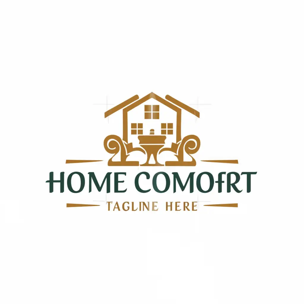 a logo design,with the text "Home comfort", main symbol:Furniture, home, coziness,Moderate,be used in Retail industry,clear background