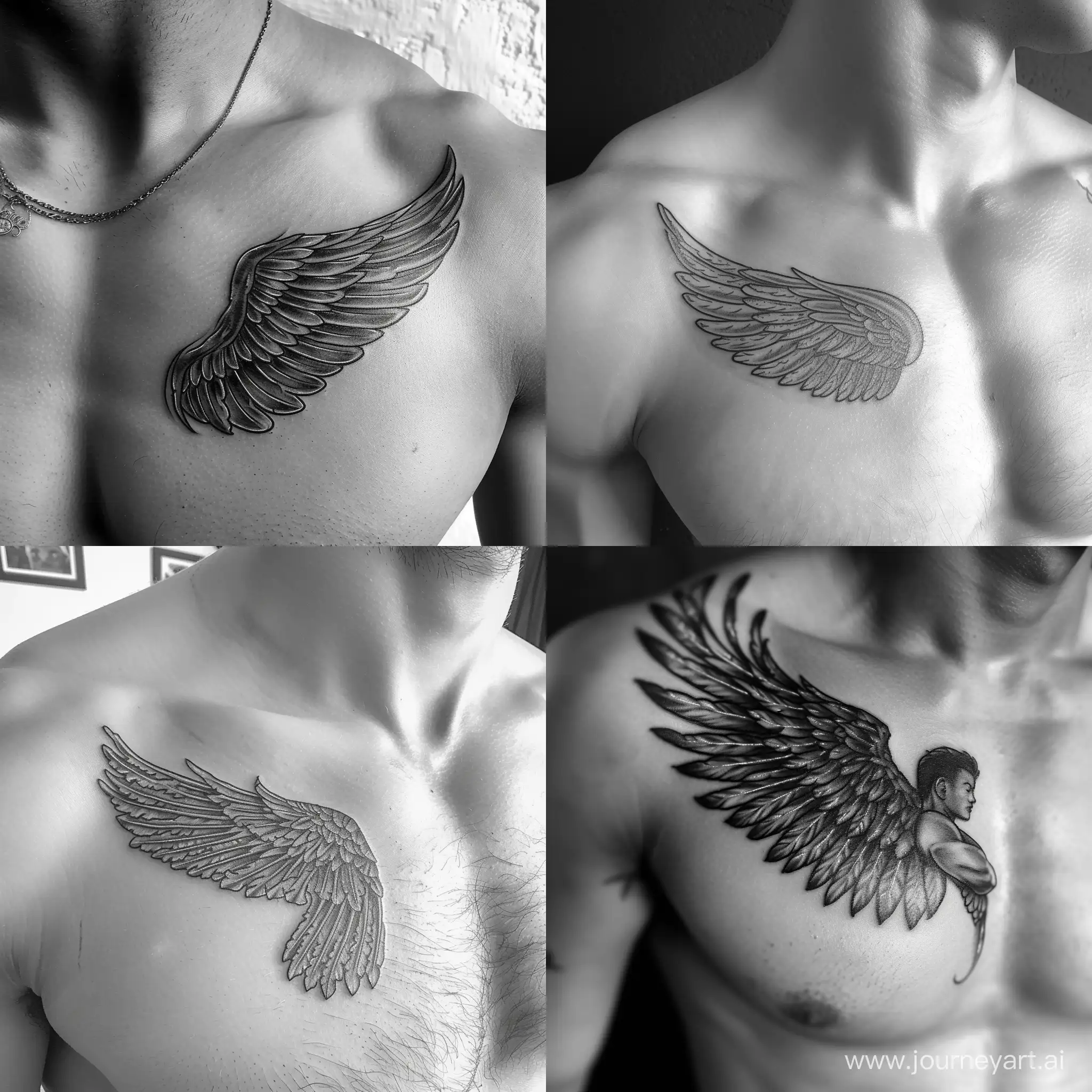 Intricate-Chest-and-Collarbone-Wing-Tattoo-Design