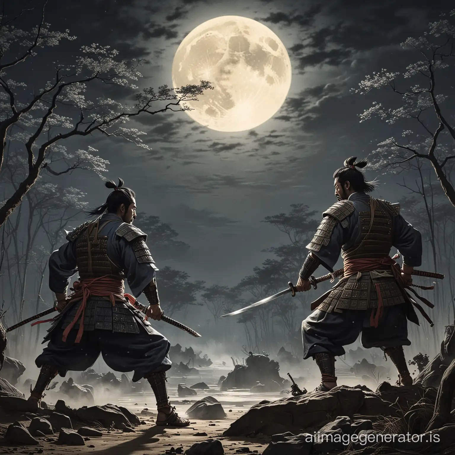 2 samurai fought fiercely under the moonlight, one person was injured