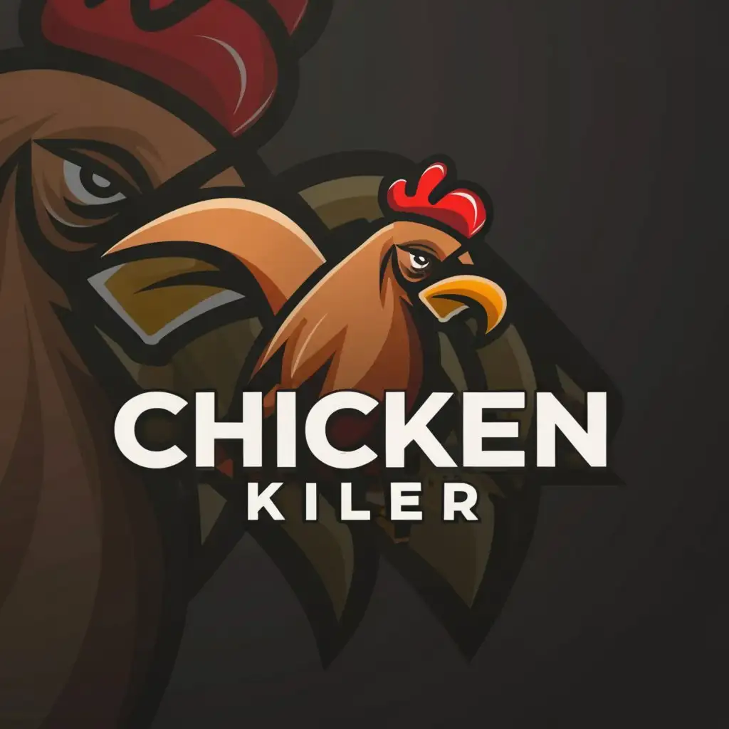 LOGO-Design-For-Chicken-Killer-Bold-Text-with-Minimalistic-Hen-Icon