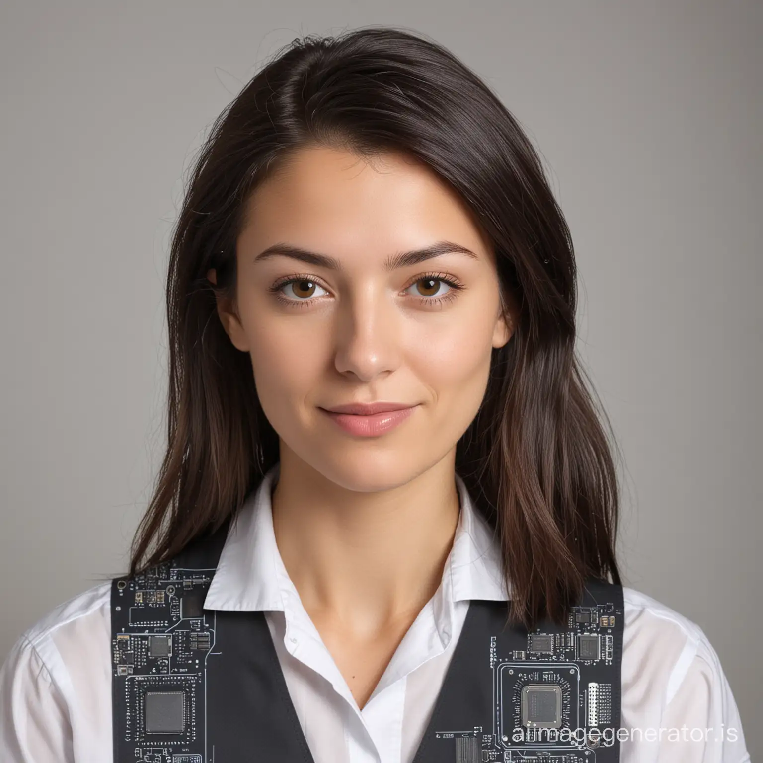 Generate me an image of a female computer engineer
