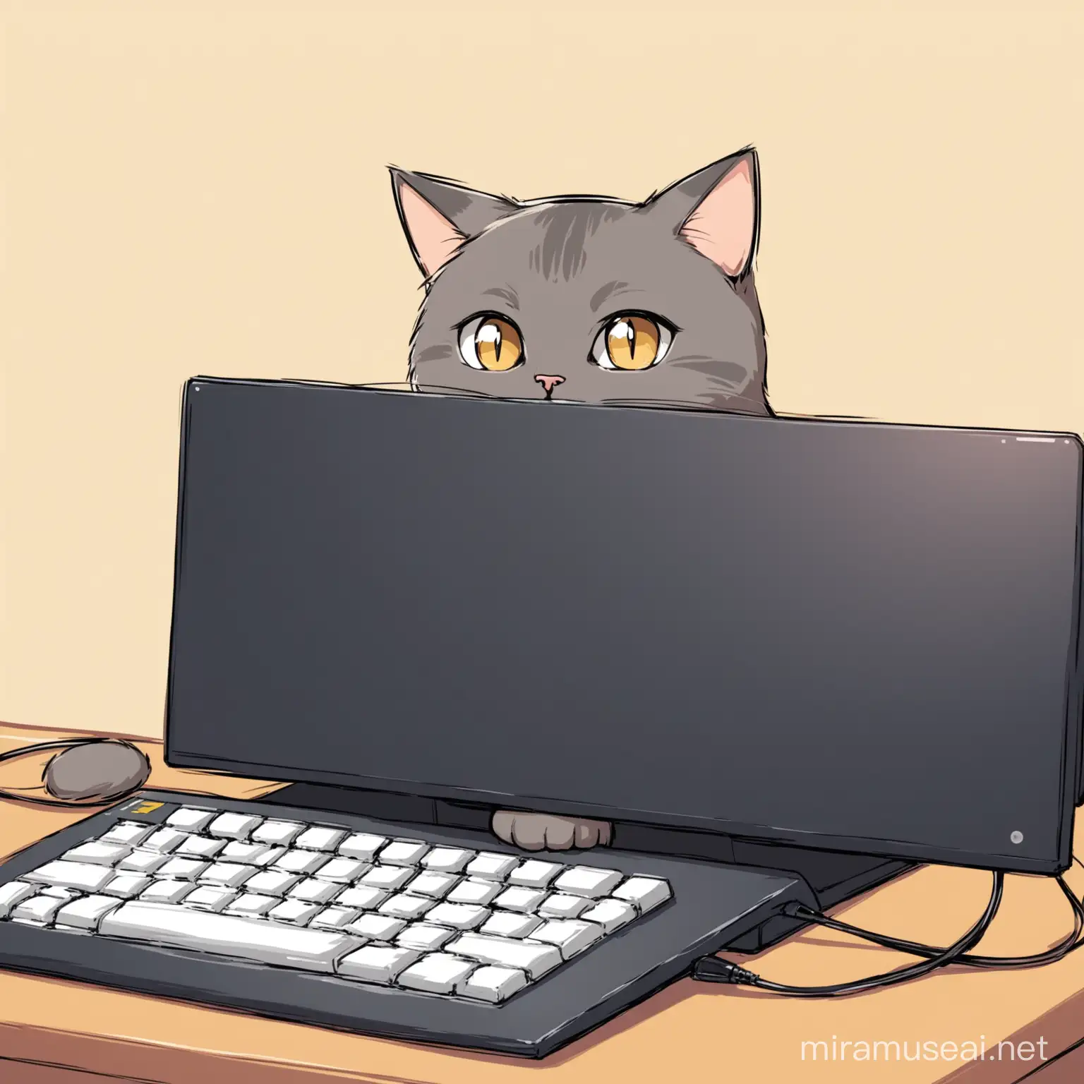 Clever Cat Programmer Working on Computer