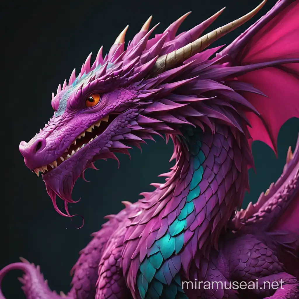 Vibrant Magenta Dragon in a Fantasy Landscape
