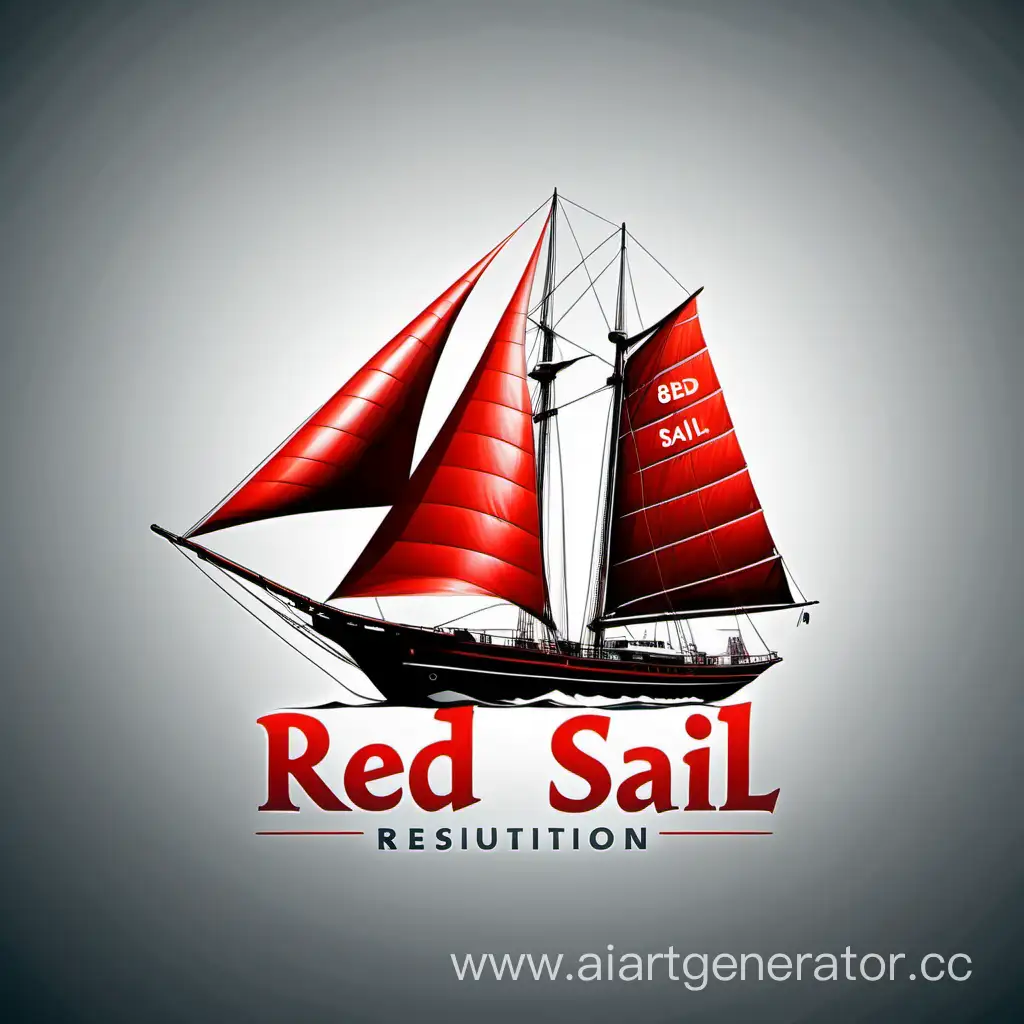 Best quality, masterpiece, 8k resolution, realistic, highly detailed,  logotype Red Sail.