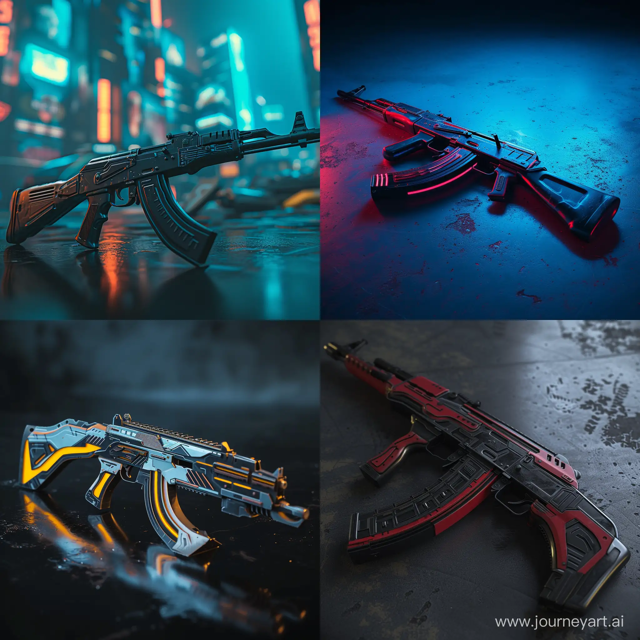 Futuristic AK-47, dystopian postcyberpunk, in cinematic style